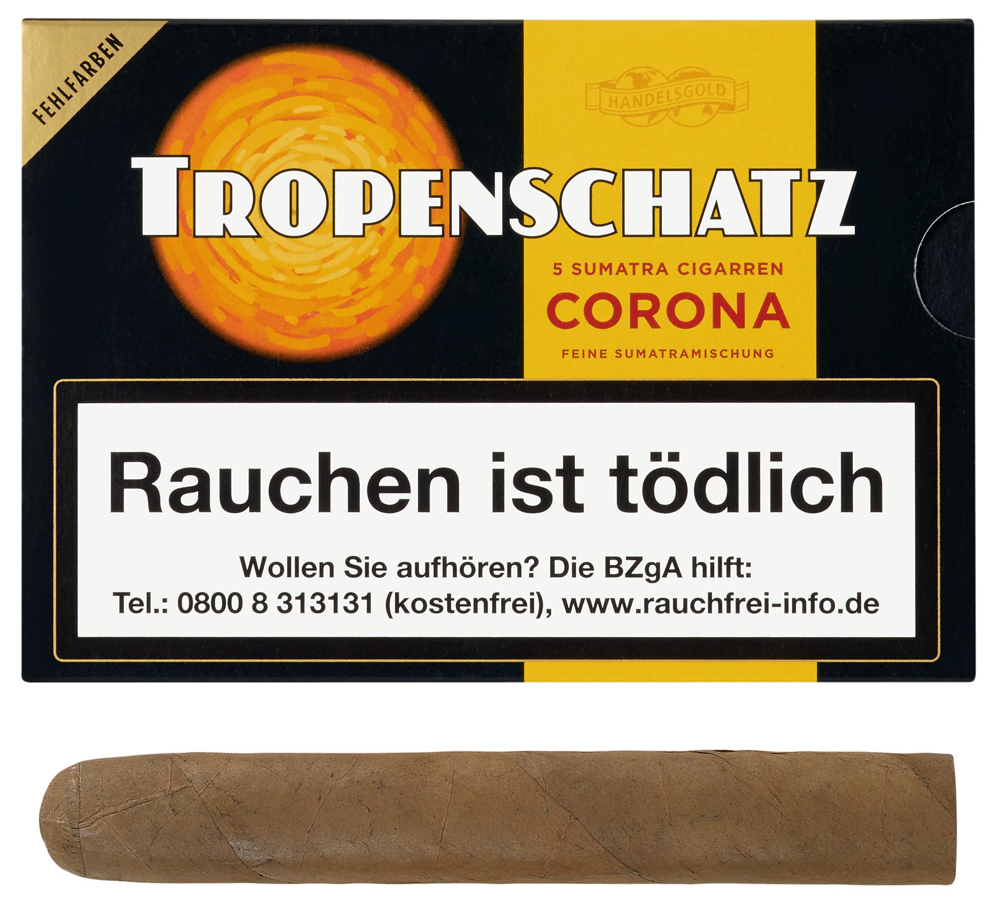 Tropenschatz Zigarren Fehlfarben 421 Sumatra 1 Stange 10x5 Stück