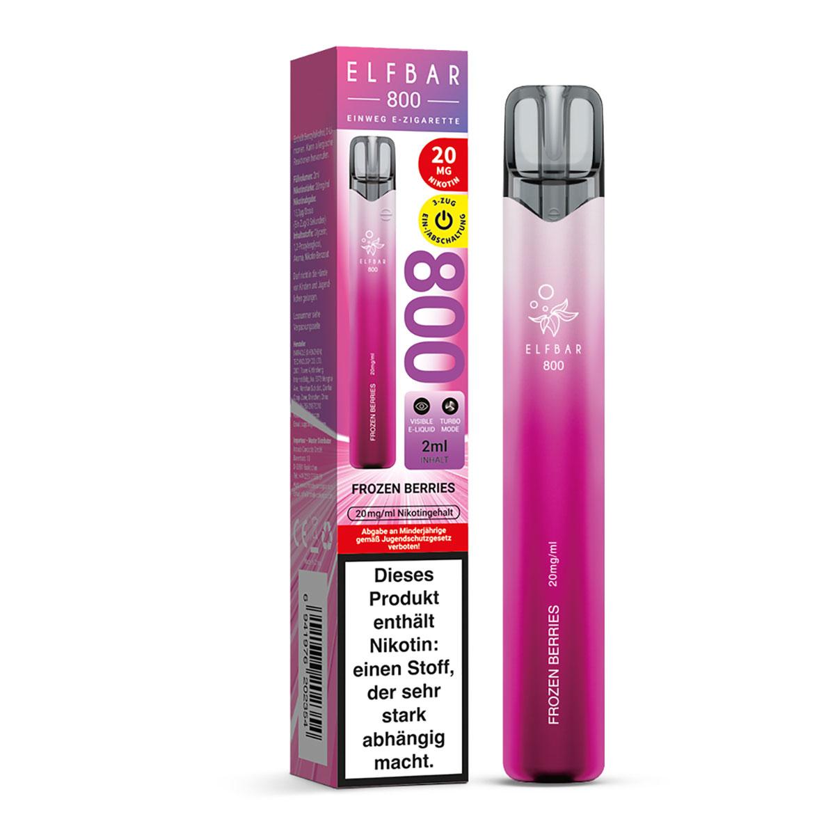Pinke Elfbar 800 E-Zigarette mit 20 mg/ml Nikotingehalt als Einzelstück in der Originalverpackung.
