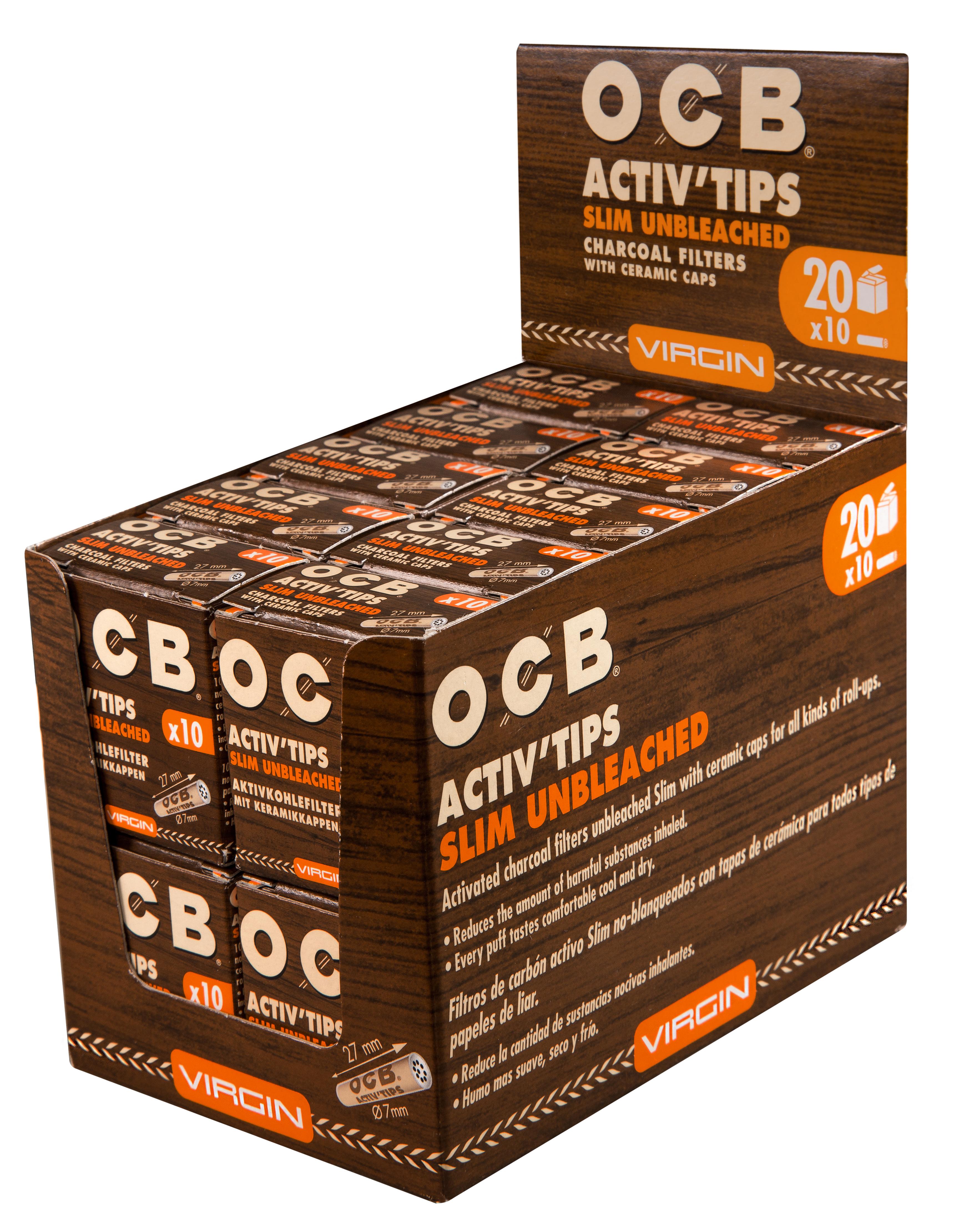 OCB Active Tips Slim Unbleached 7mm 1 Stange