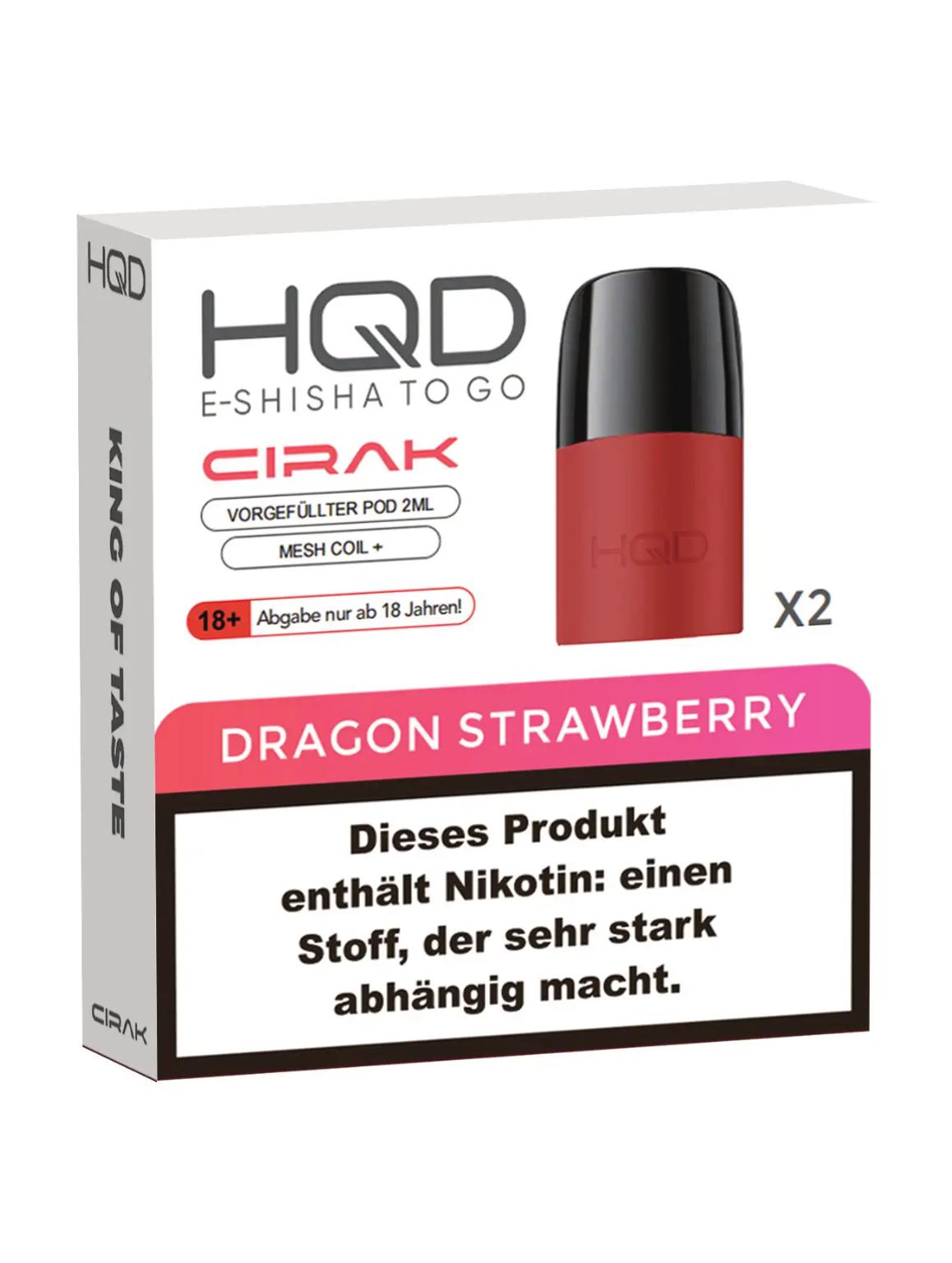 HQD Cirak Pod - Dragon Strawberry 18mg/ml 1 Packung 2 Stück