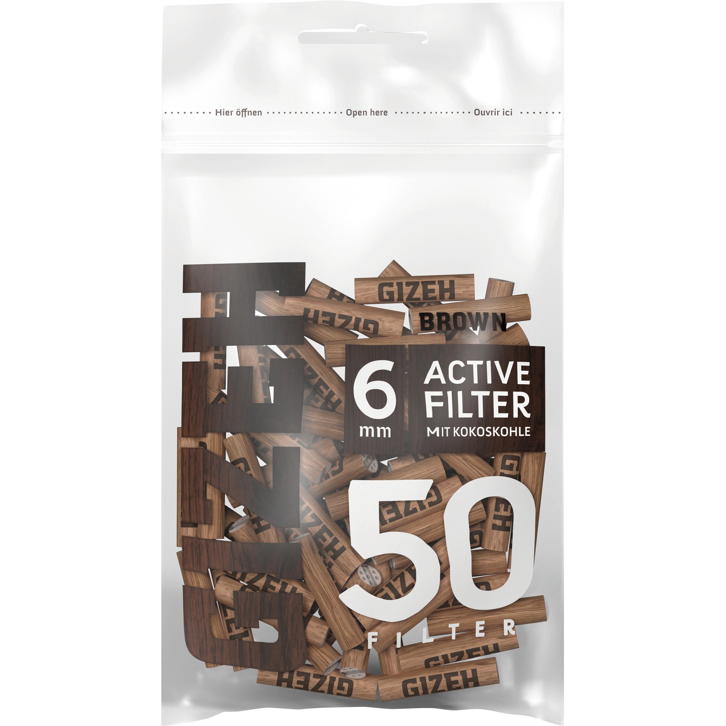 GIZEH BROWN Active Filter 6 mm 1 Stange 10x50 Stück