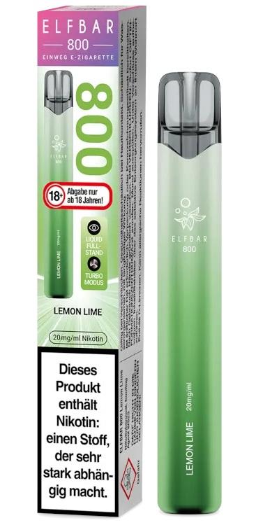 Grüne und weiße ELF Bar 800 Einweg E-Zigarette von Elf Bar mit 20mg Nikotin, 1 Packung.