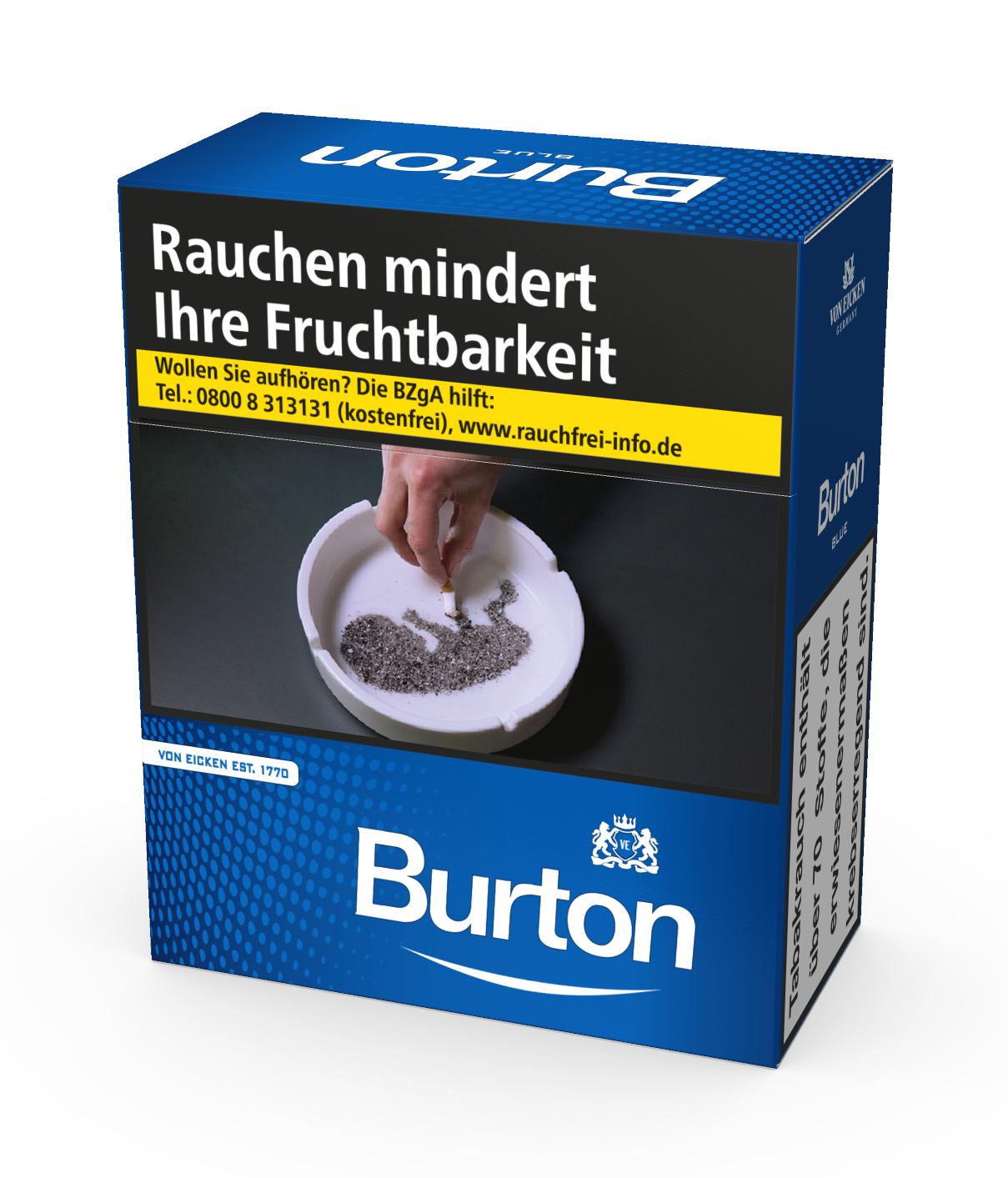 Blaue Schachtel Burton Zigaretten Blau 3XL, Inhalt 40 Stück.