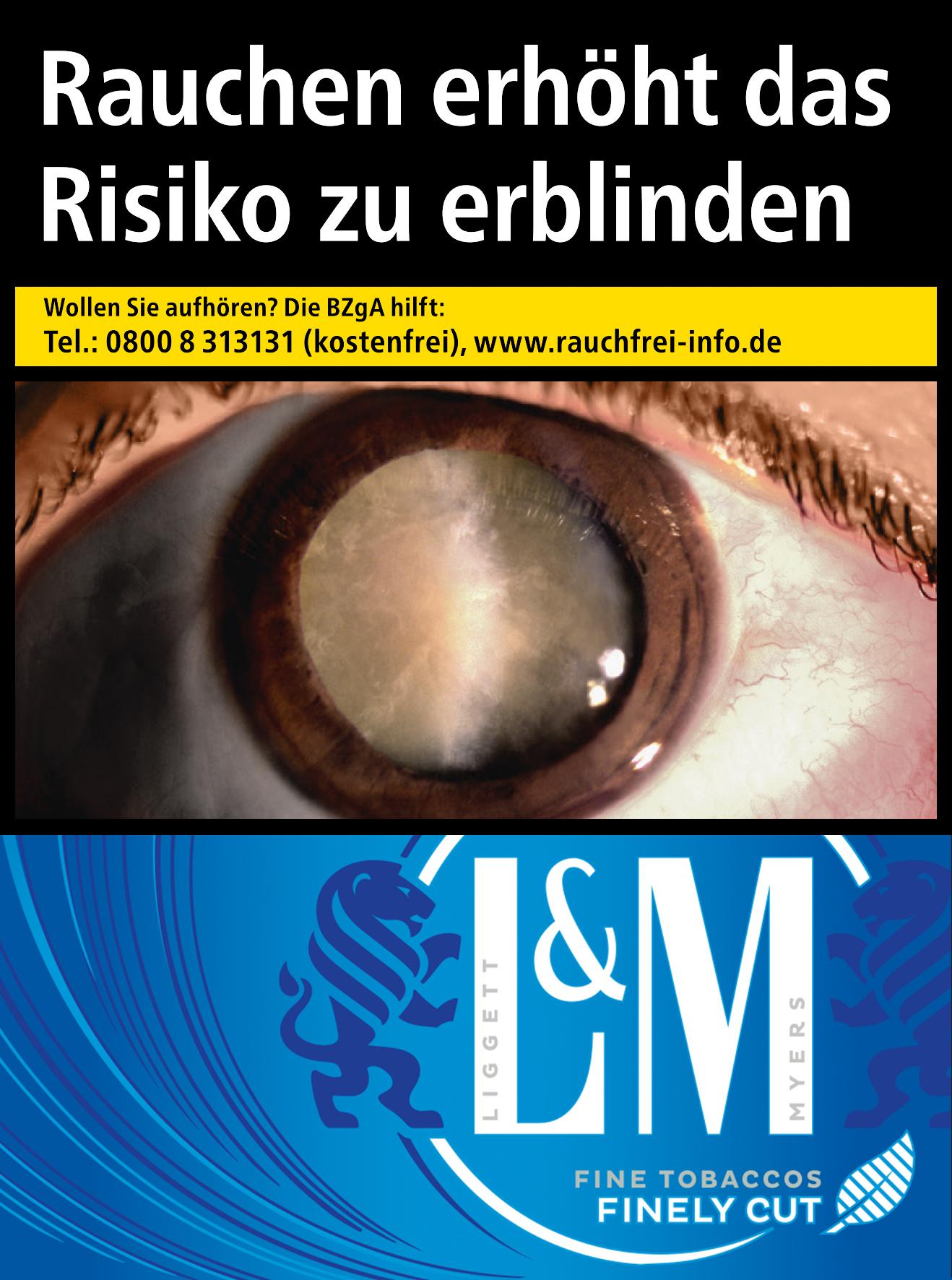 L&M Blue 2XL schmale Zigaretten, 26 Stück in einer Packung von L&M.