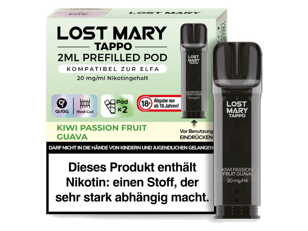 Lost Mary TAPPO Pods Kiwi Passion Fruit Guava 1 Packung 2 Stück
