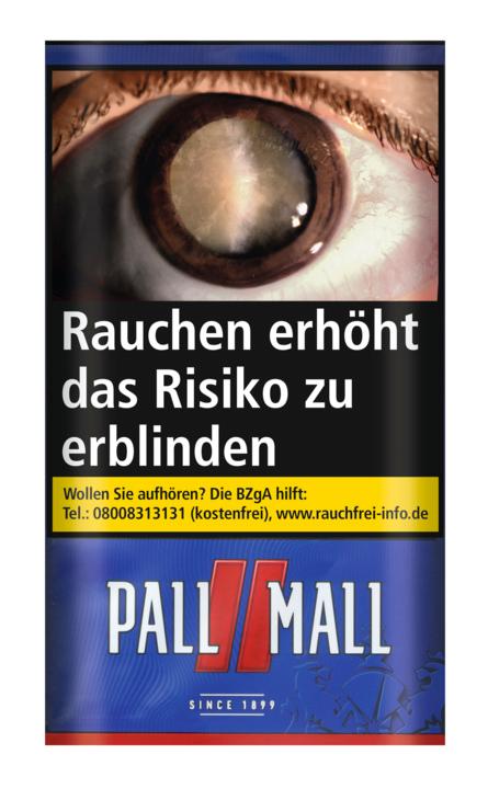 Pall Mall Roll American Blend Zigarettentabak im 6er-Gebinde à 30 Gramm mit gesetzlichem Warnhinweis auf der Verpackung.