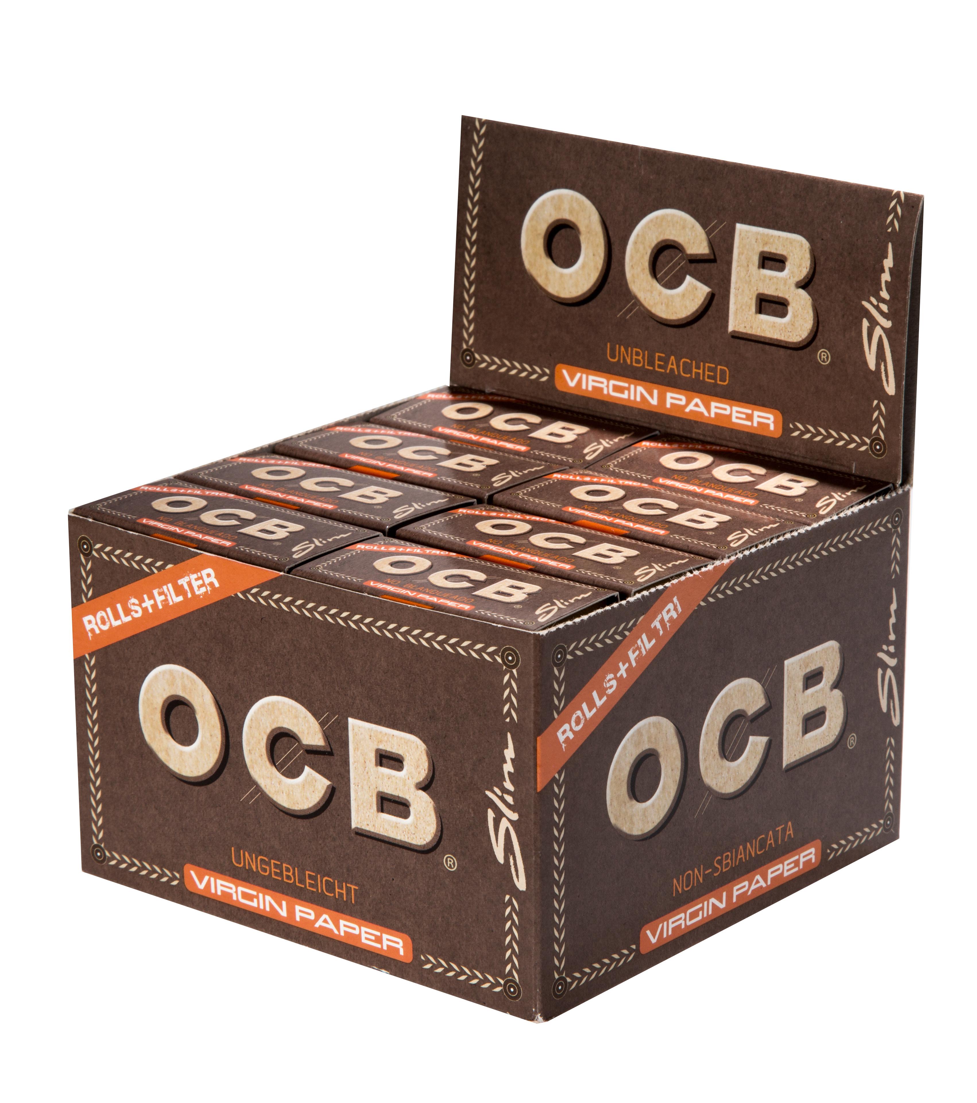 OCB Unbleached Rolls + Tips Virgin Paper 1 Stange