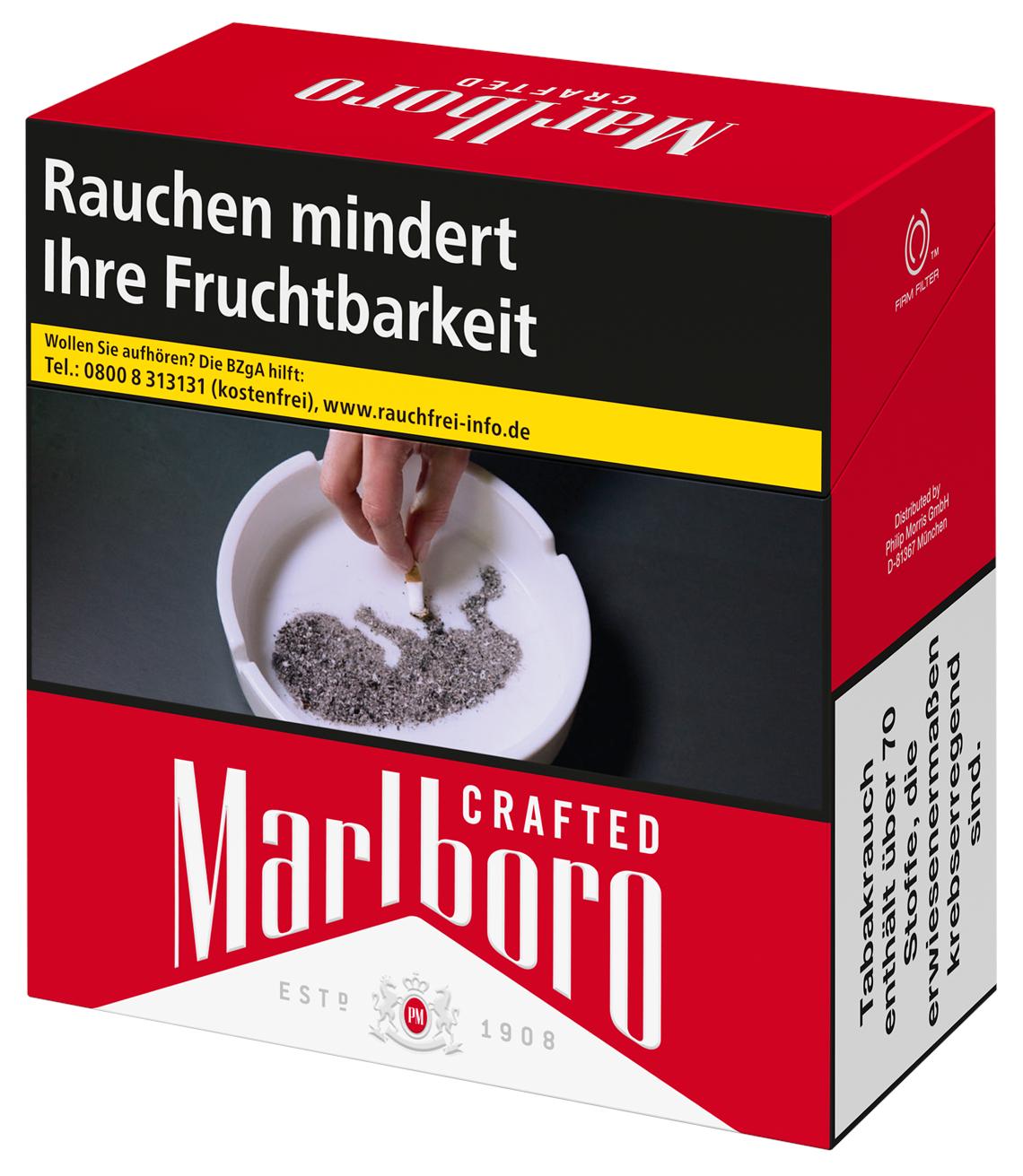 Marlboro Crafted Red Zigaretten als Vorratspackung mit 60 Stück Inhalt in der markanten rot-weißen Verpackung inklusive gesetzlicher Warnhinweise.
