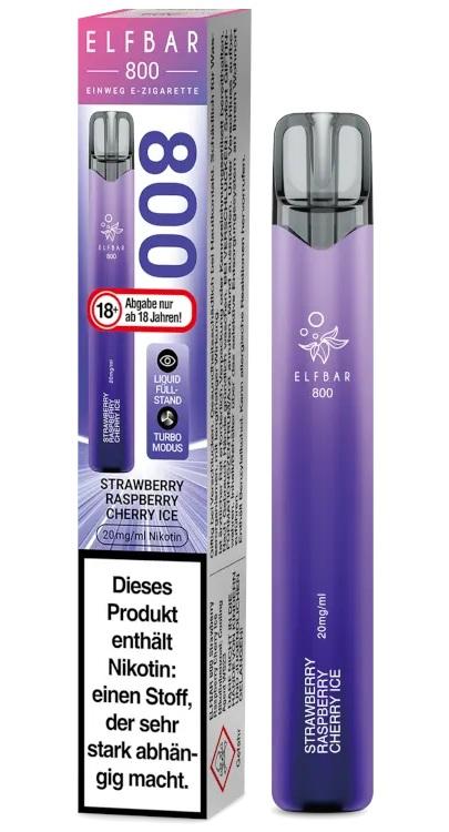Elf Bar 800 Einweg E-Zigarette 20mg Nikotin in lila Verpackung, 1 Stück.