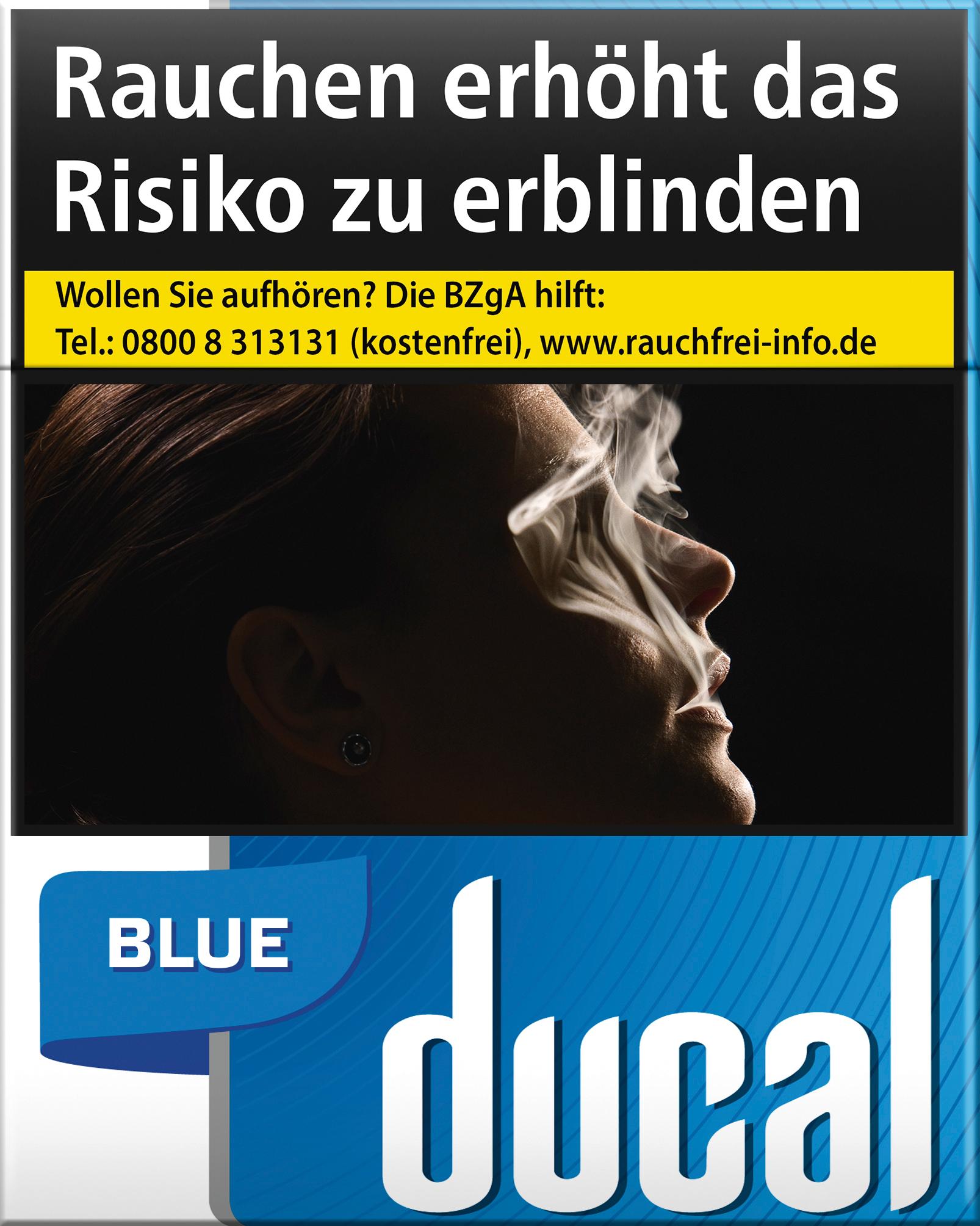 Eine Stange Ducal Zigaretten Blue XL mit 8 Packungen á 24 Stück im blauen Design.
