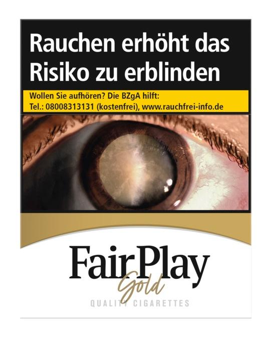 Eine weiße Fair Play Gold XXL Zigaretten Packung von FairPlay mit goldener Banderole und 23 Stück Inhalt.