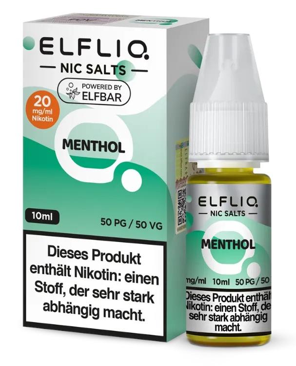 ELFLIQ by Elfbar E-Liquid 20mg Nikotinsalz in klarer Flasche mit weißem Deckel und passender Kartonverpackung, 1 Stück.