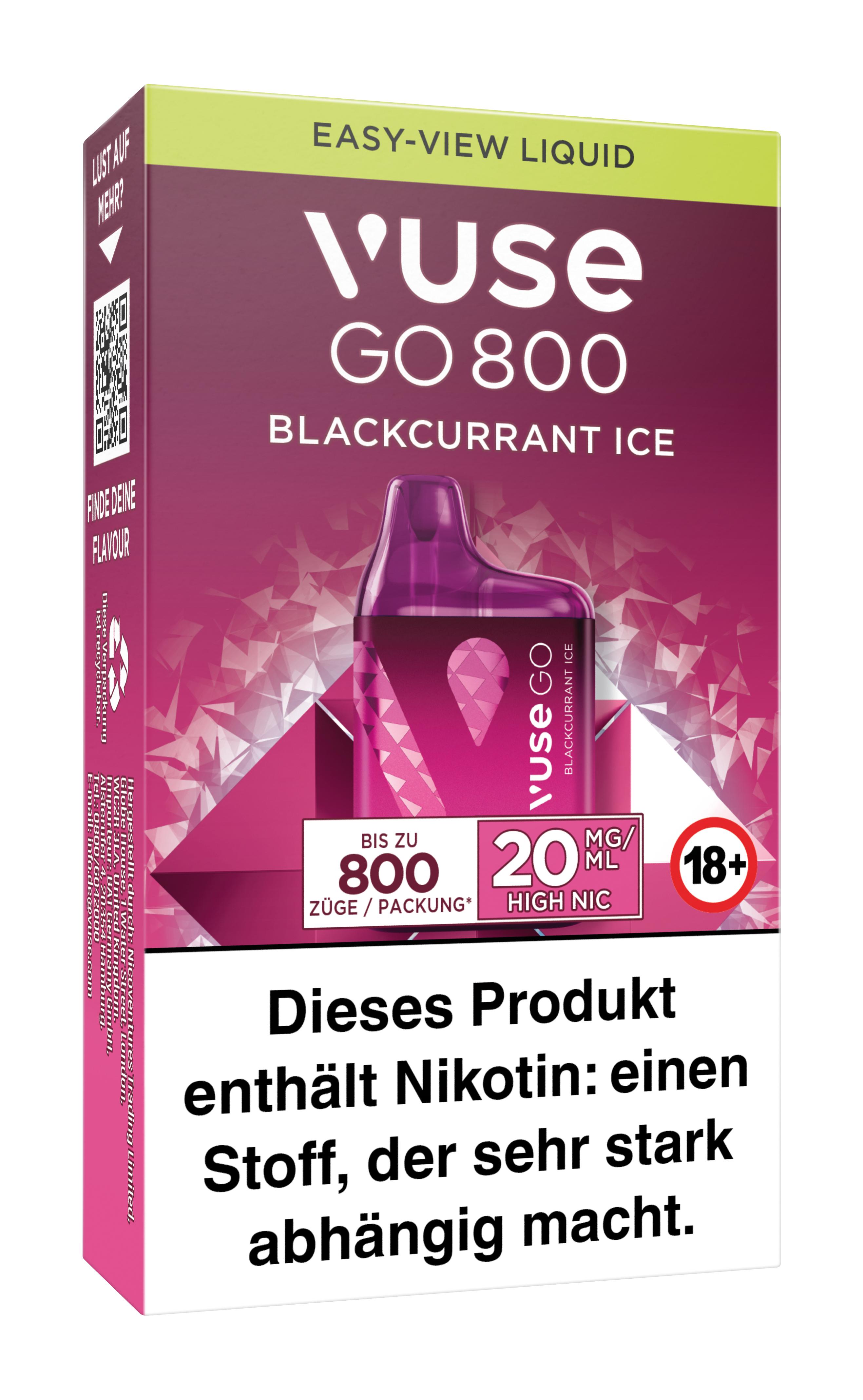 Vuse Go 800 (Box) Blackcurrant Ice 1 Packung 1 Stück