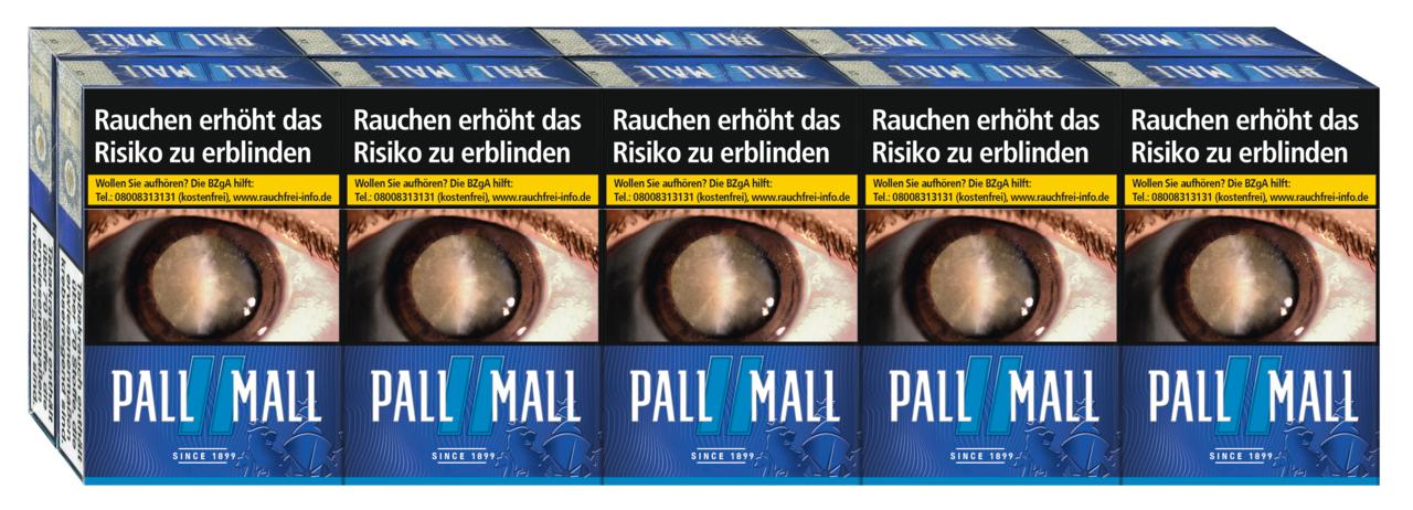 Stange Pall Mall Zigaretten Blue mit blauer und weißer Verpackung von Pall Mall, 10 Packungen à 20 Stück.