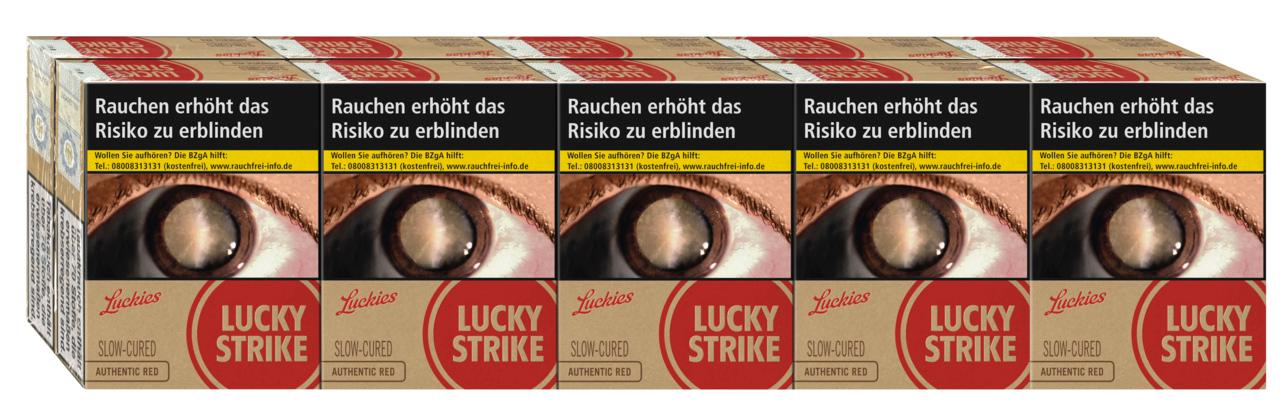Lucky Strike Authentic Red XXL Filterzigaretten Stange, ohne Zusatzstoffe, Slow-Cured.