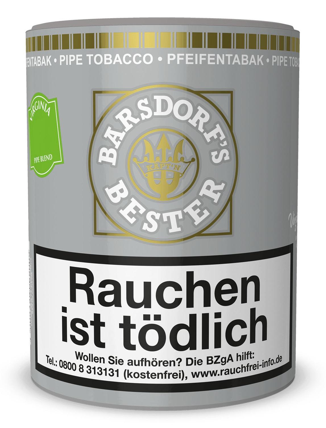 Barsdorf´s Bester Pfeifentabak Bright Virginia Blend in grauer Dose, 160 Gramm.