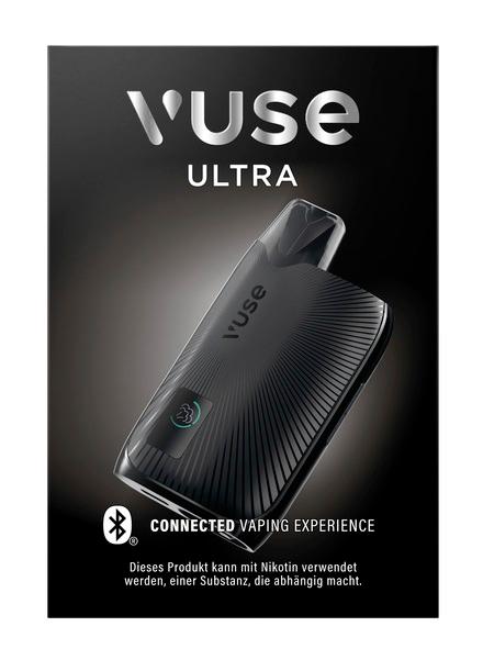 Vuse Ultra Device Kit Black als 2er-Packung im hochwertigen Aluminiumgehäuse, mit Smart Chip, Bluetooth und ClearView Display für eine vernetzte Vape-Erfahrung.