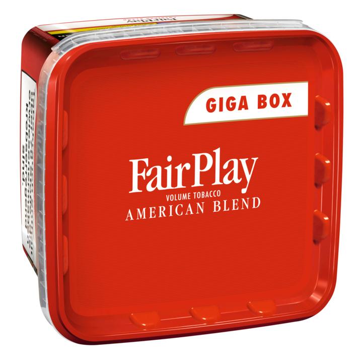 Rote Giga Box "Fair Play" mit 330 Gramm American Blend Volumen Tabak in Kunststoffverpackung.