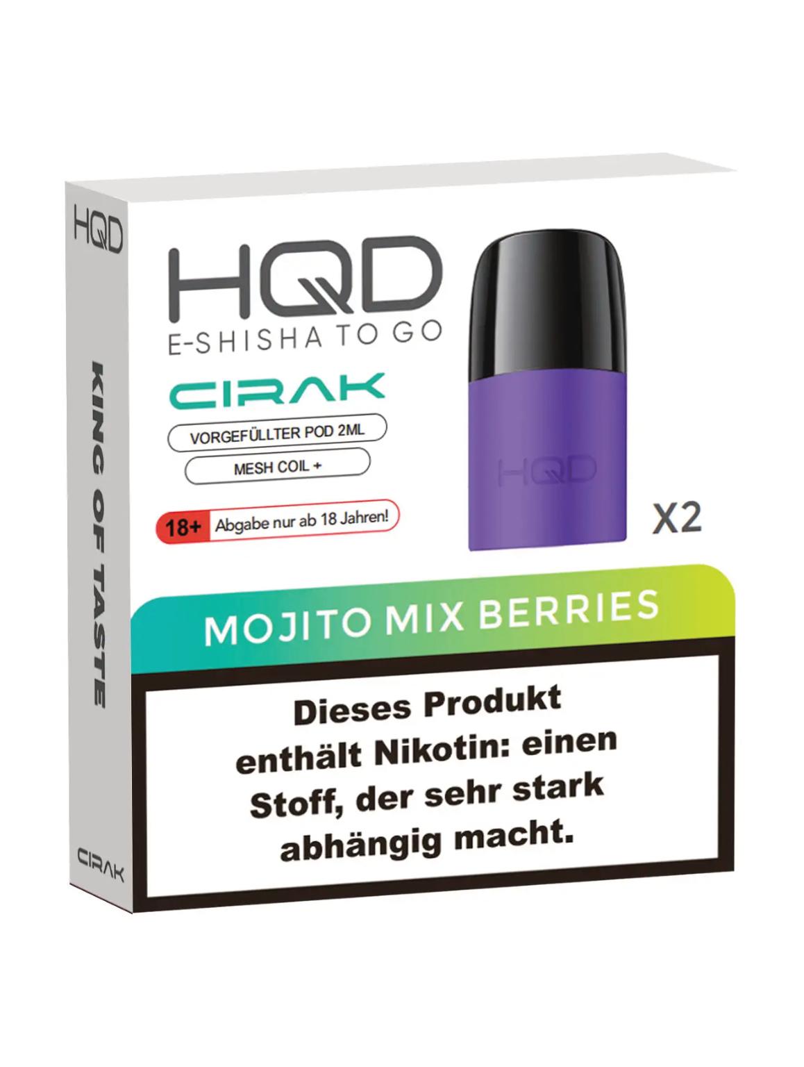 HQD Cirak Pod - Mojito Mix Berries 18mg/ml 1 Packung 2 Stück