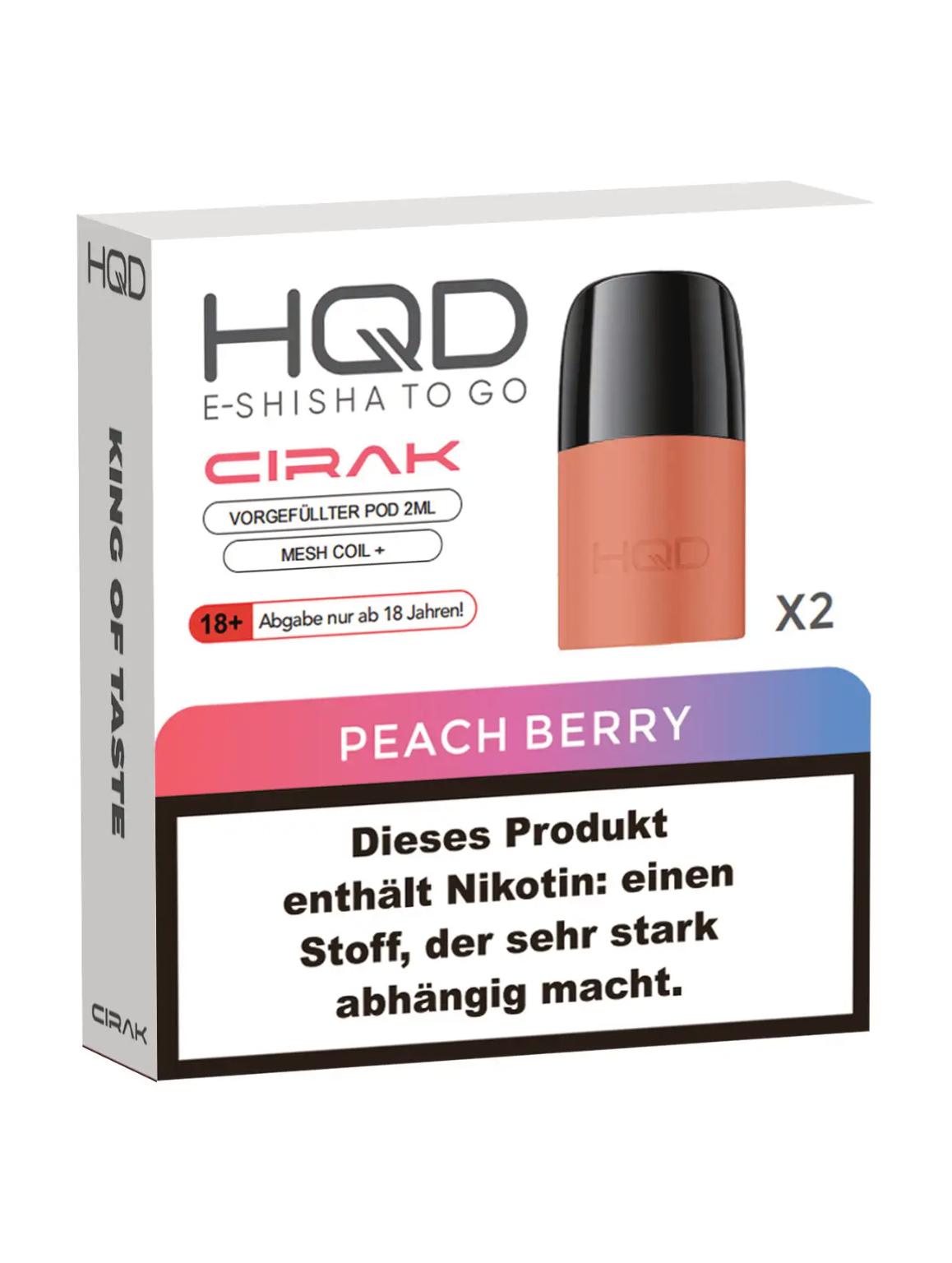 HQD Cirak Pod - Peach Berry 18mg/ml 2x2ml 1 Packung
