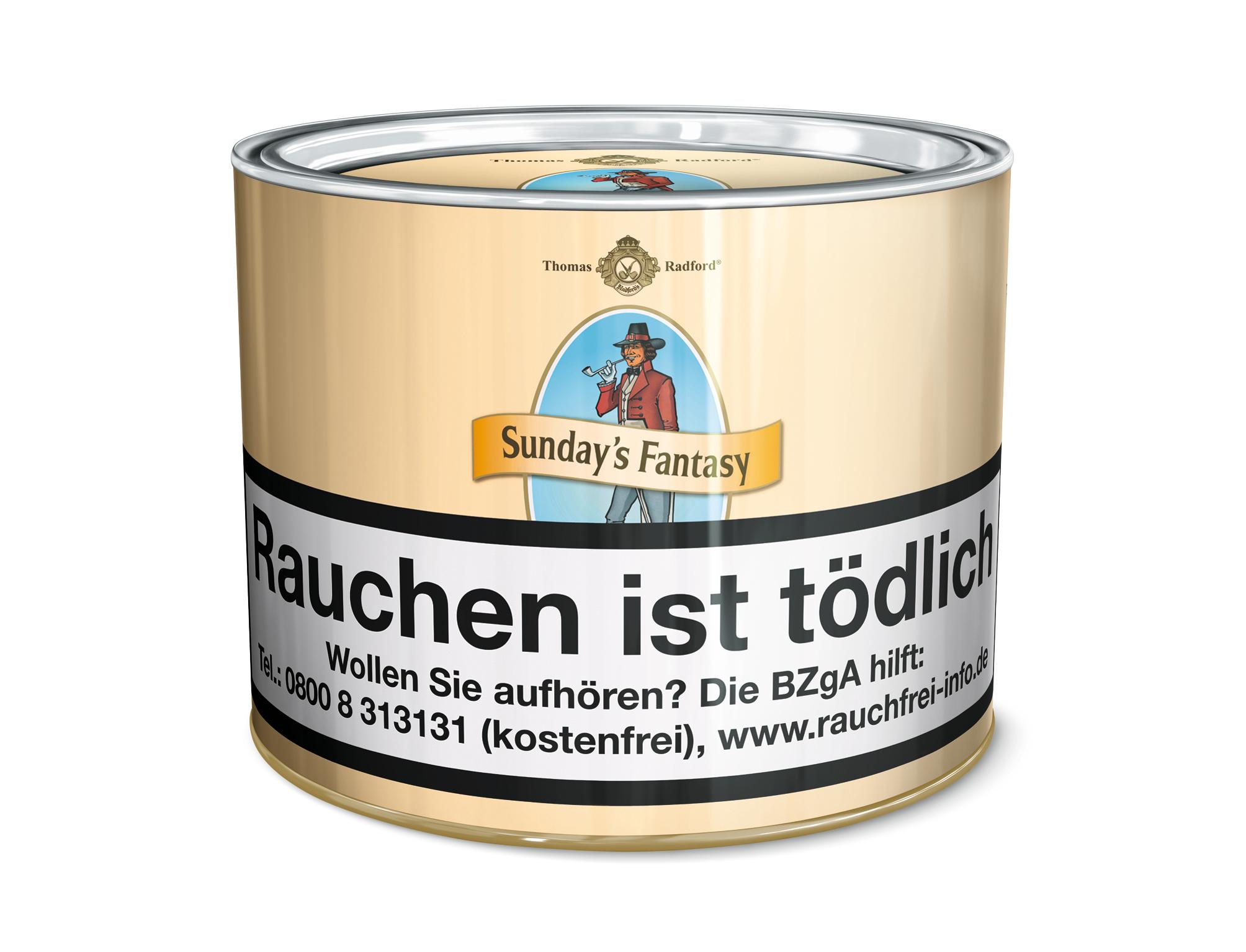 Thomas Redford Pfeifentabak Sunday`s Fantasy 100 Gramm in beigefarbener Dose mit Silberdeckel.