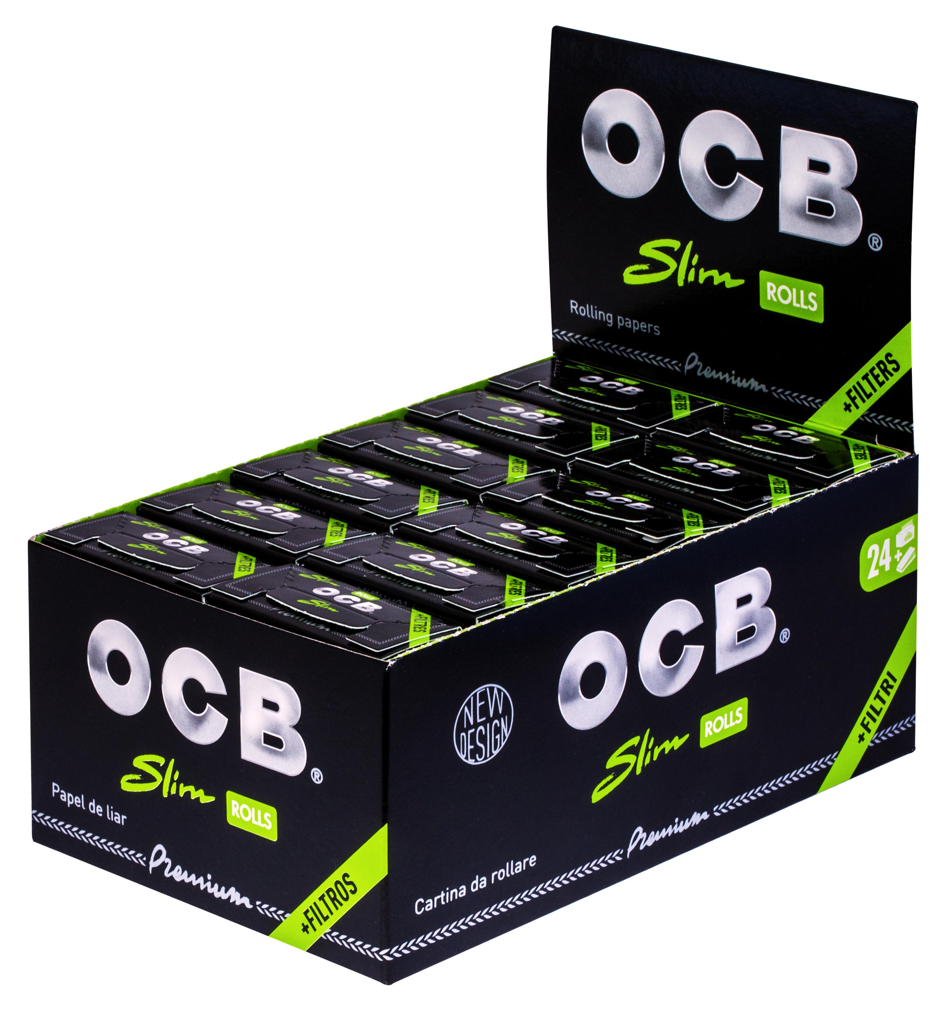 OCB Rolls Rollenpapier schwarz + Tips 1 Stange 24x1 Stück