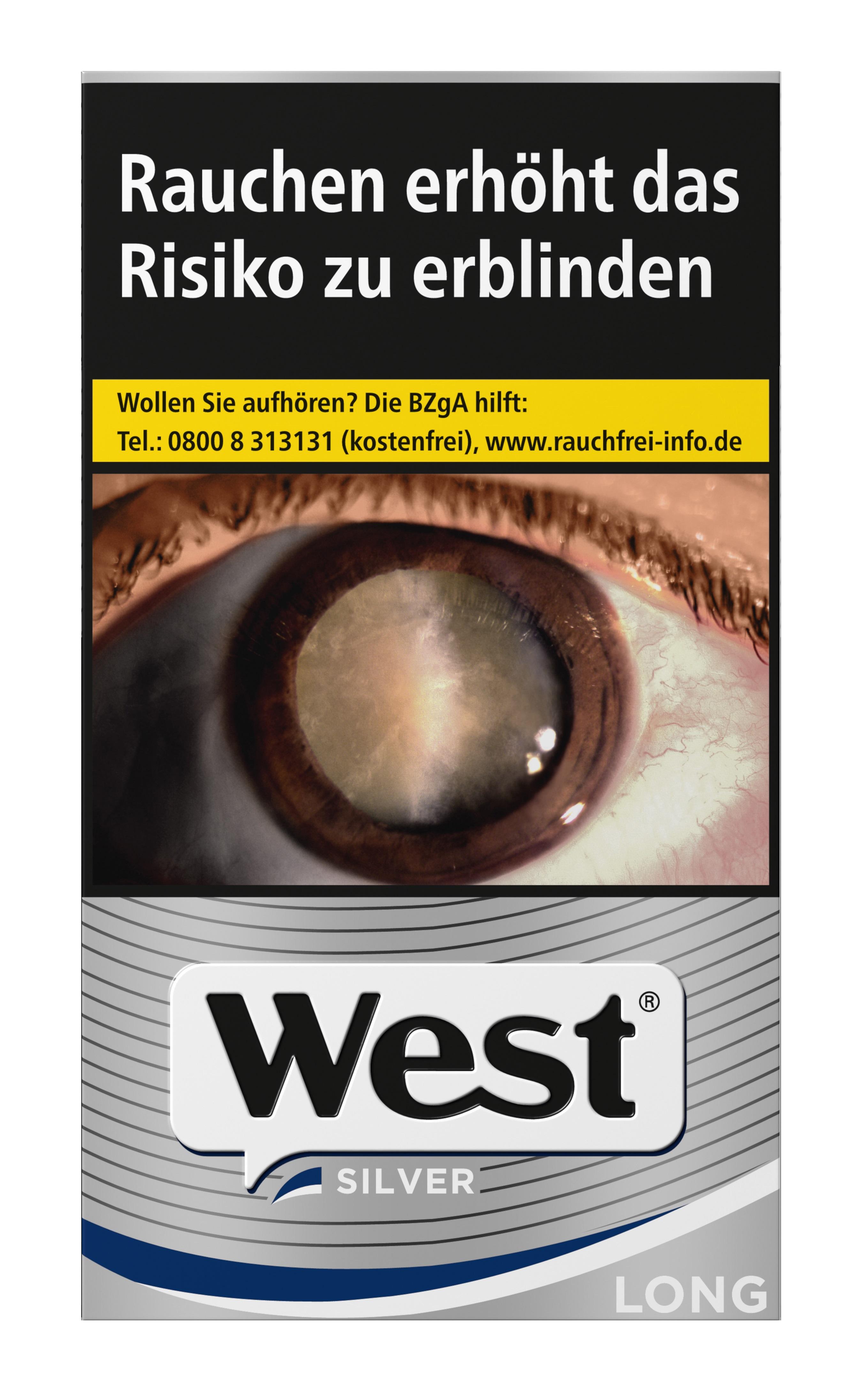 West Silver Long Zigaretten von West, 1 Stange (10 Packungen á 20 Stück).