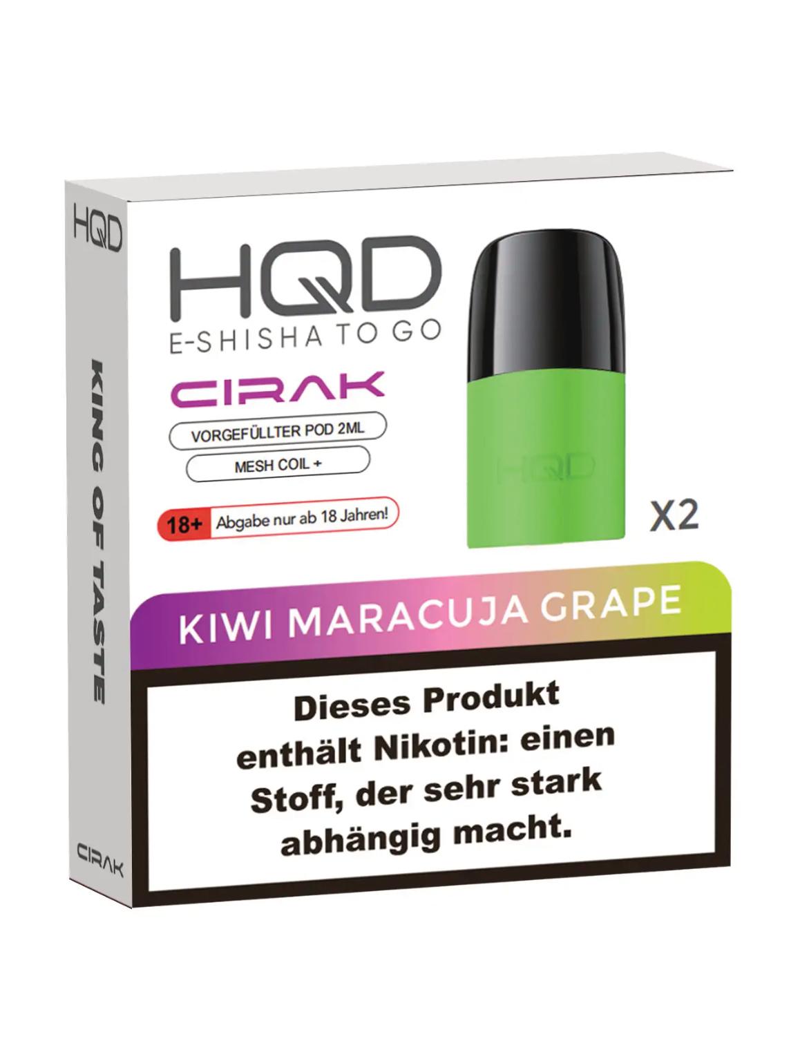 HQD Cirak Pod - Kiwi Maracuja Grape 18mg/ml 1 Packung 2 Stück