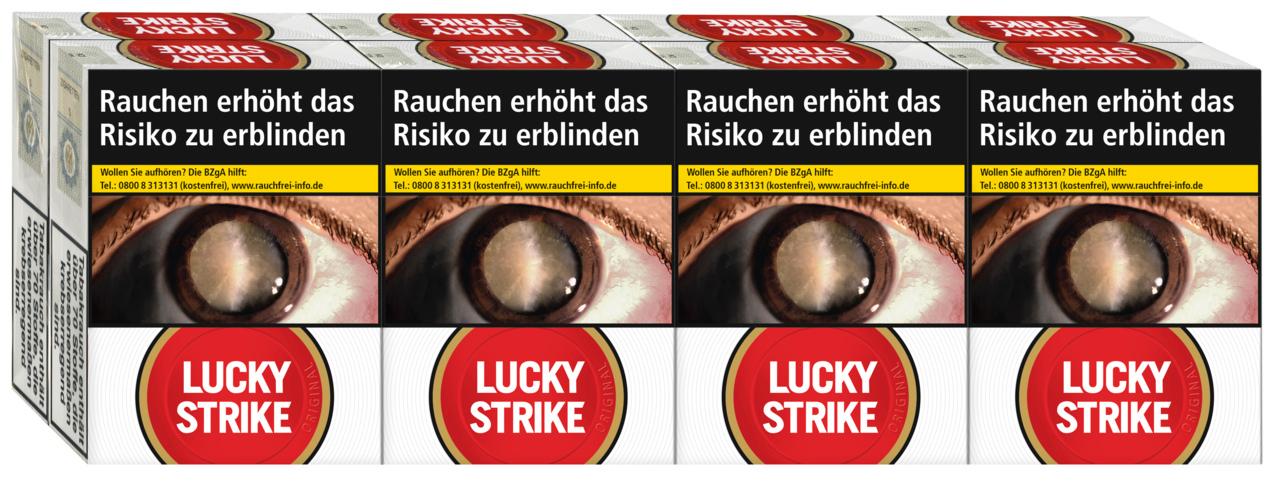 Lucky Strike Red Zigaretten mit Slow-Cured American Blend Tabak in 1 Stange (8 Packungen á 29 Stück).