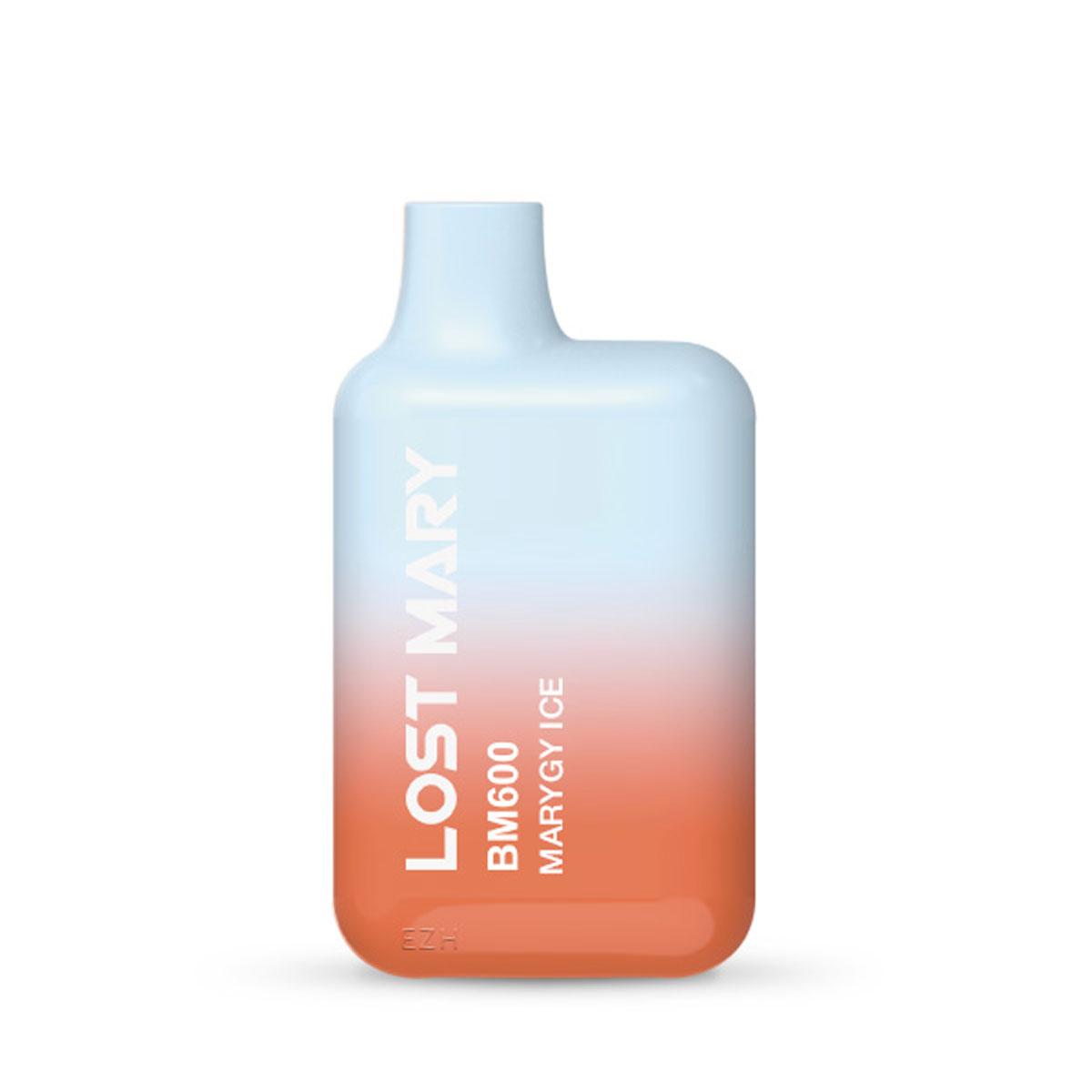 Lost Mary BM600 Einweg E-Zigarette von Elfbar mit rechteckigem Design und blau-orangem Farbverlauf, verpackt als Einzelstück.