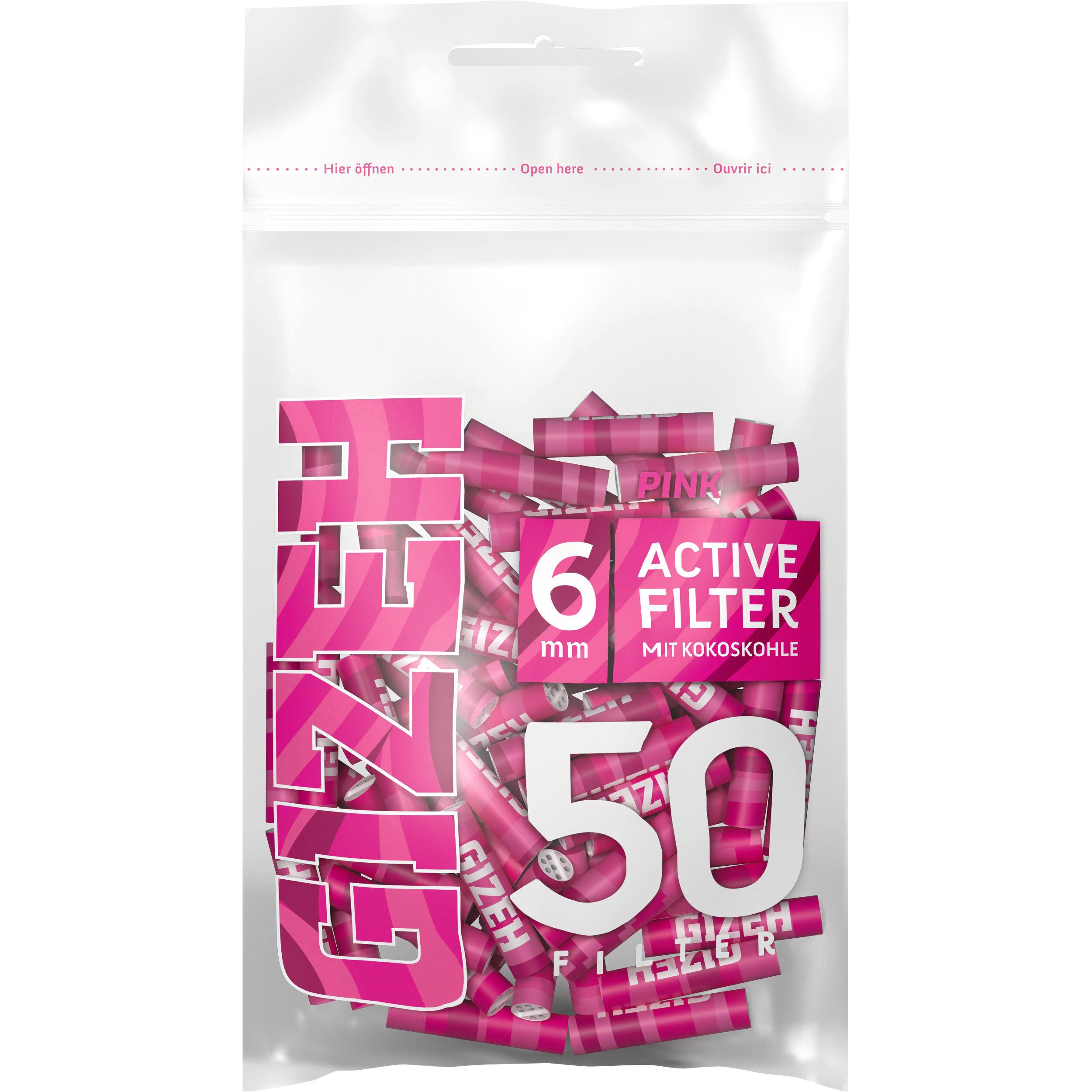 Gizeh All Pink Active Filter 6 mm 1 Packung 50 Stück