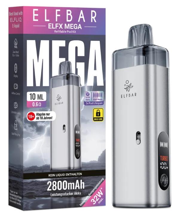 Elfbar Elfx Mega Silber 1 Packung 1 Stück