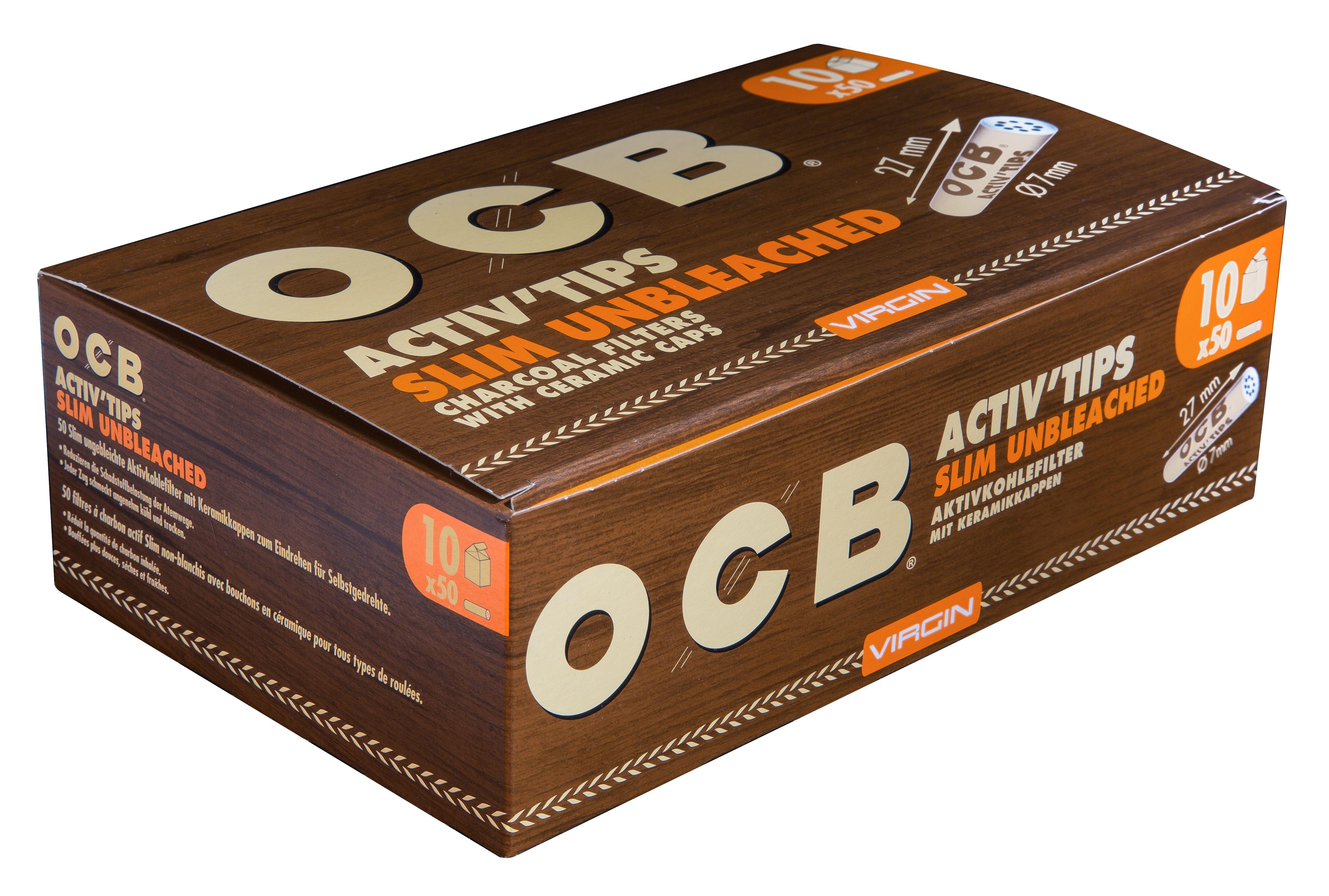 OCB Activ Tips Slim Unbleached 7 mm 1 Stange 10x50 Stück