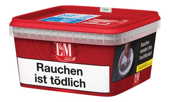 Ein Eimer des roten L&M Tabaks.