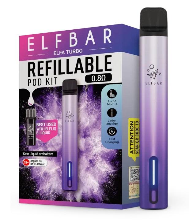 Elfbar ELFA TURBO Set Aurora Lila 1 Packung 1 Stück
