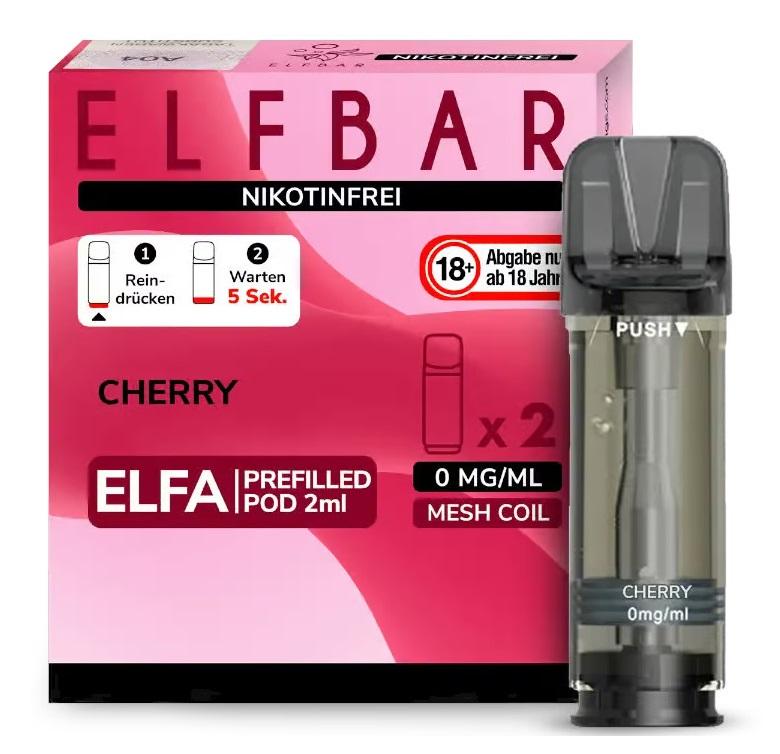 Elfbar ELFA Pod nikotinfrei 2er-Packung mit zwei vorgefüllten Pods, geeignet für das ELFA Pod-System, für Personen ab 18 Jahren.