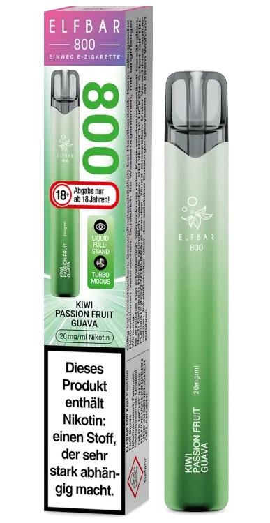 Grüne und hellgrüne Elf Bar 800 Einweg E-Zigarette mit 20mg Nikotin und 800 Zügen, 1 Stück.