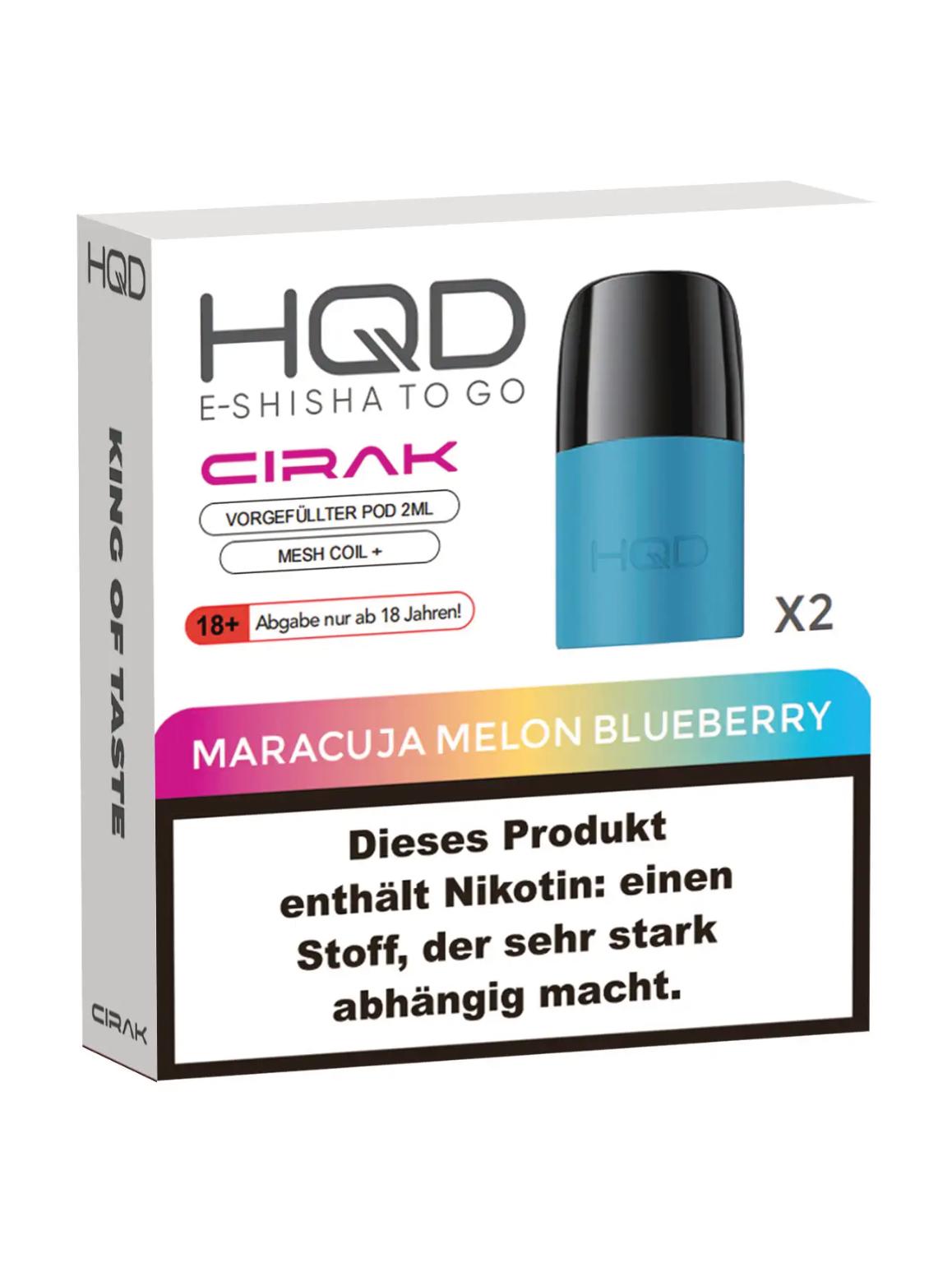 HQD Cirak Pod - Maracuja Melon Blueberry 18mg/ml  1 Packung 2 Stück