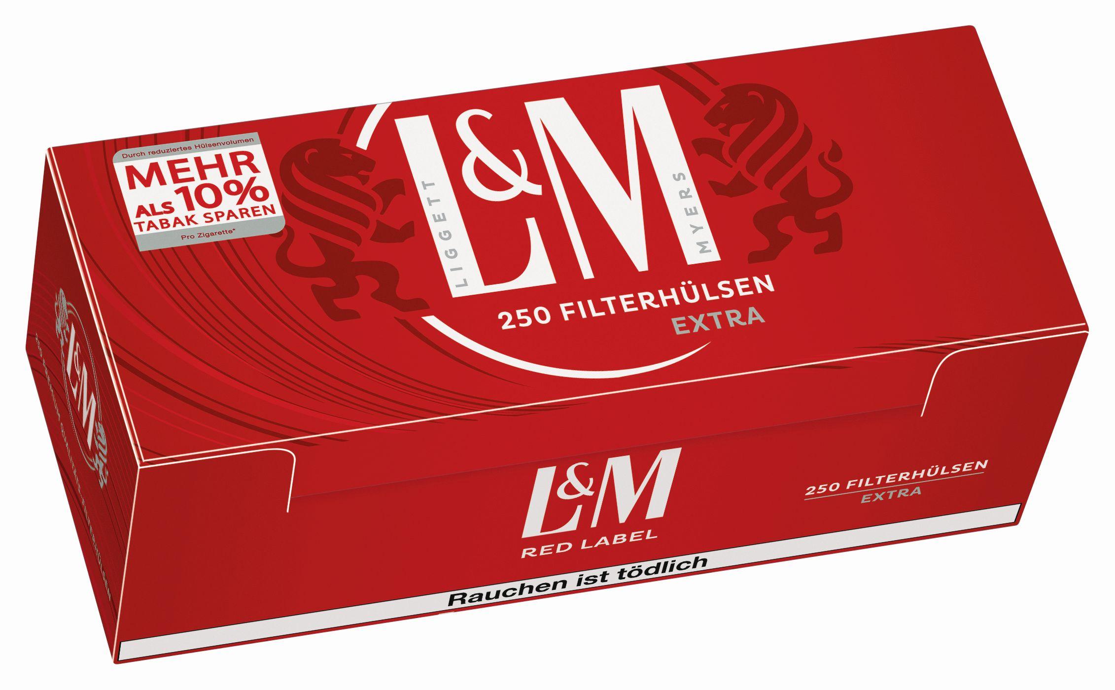L&M Red Label Zigarettenhülsen Extra 1 Packung 250 Stück