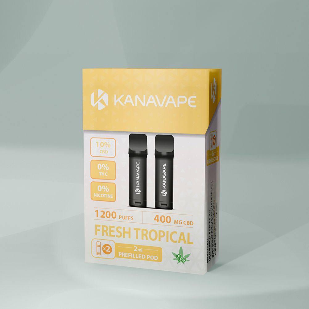 Packung mit 2 Kanavape Pods mit 400 mg CBD.