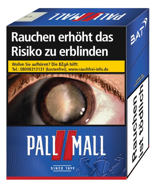 Packung Pall Mall Red King Zigaretten, die stärkere Variante, mit 39 Stück.