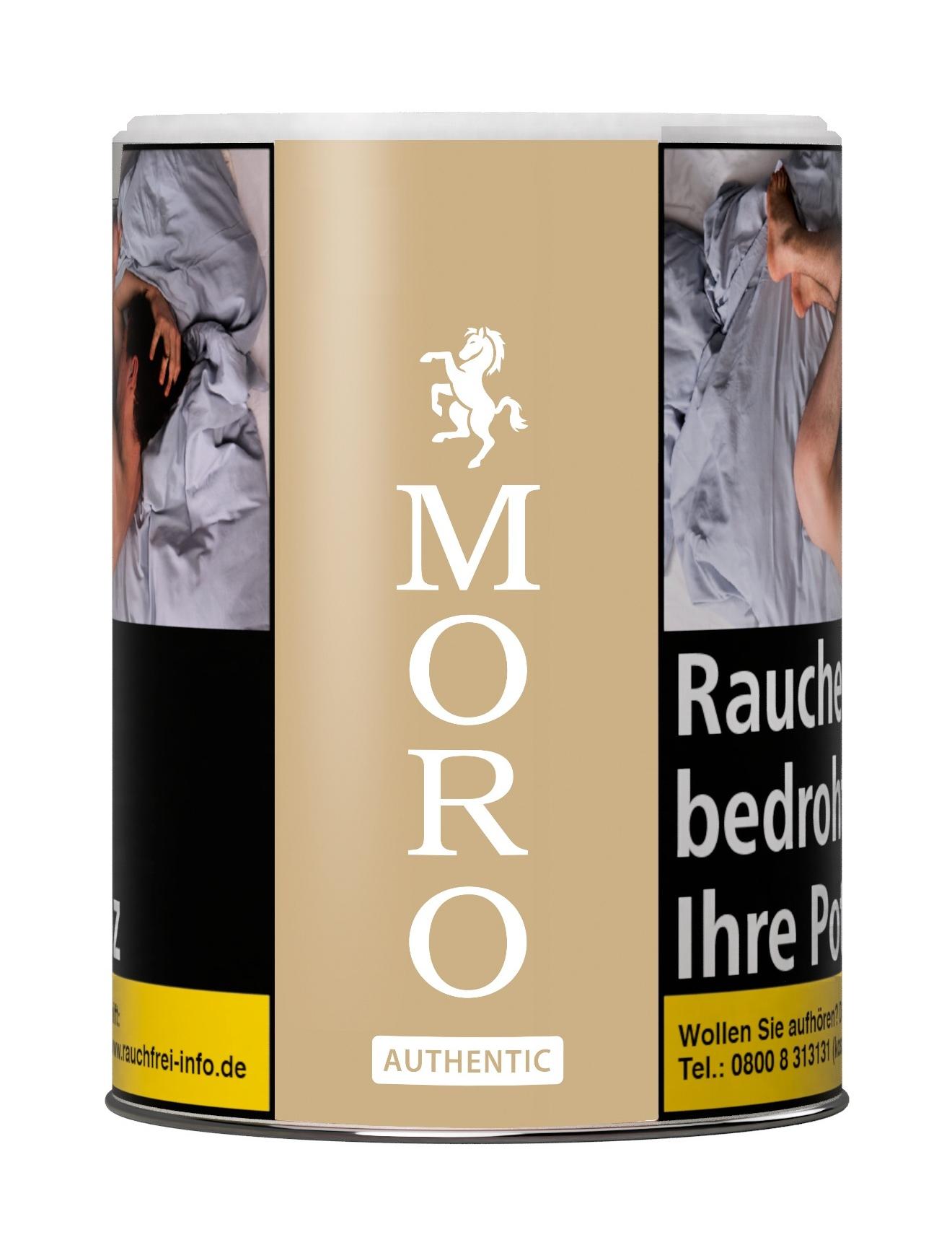 Moro Authentic Feinschnitt in der 125 Gramm Dose, eine Tabakmischung aus Virginia- und Orienttabak ohne Zusatzstoffe.