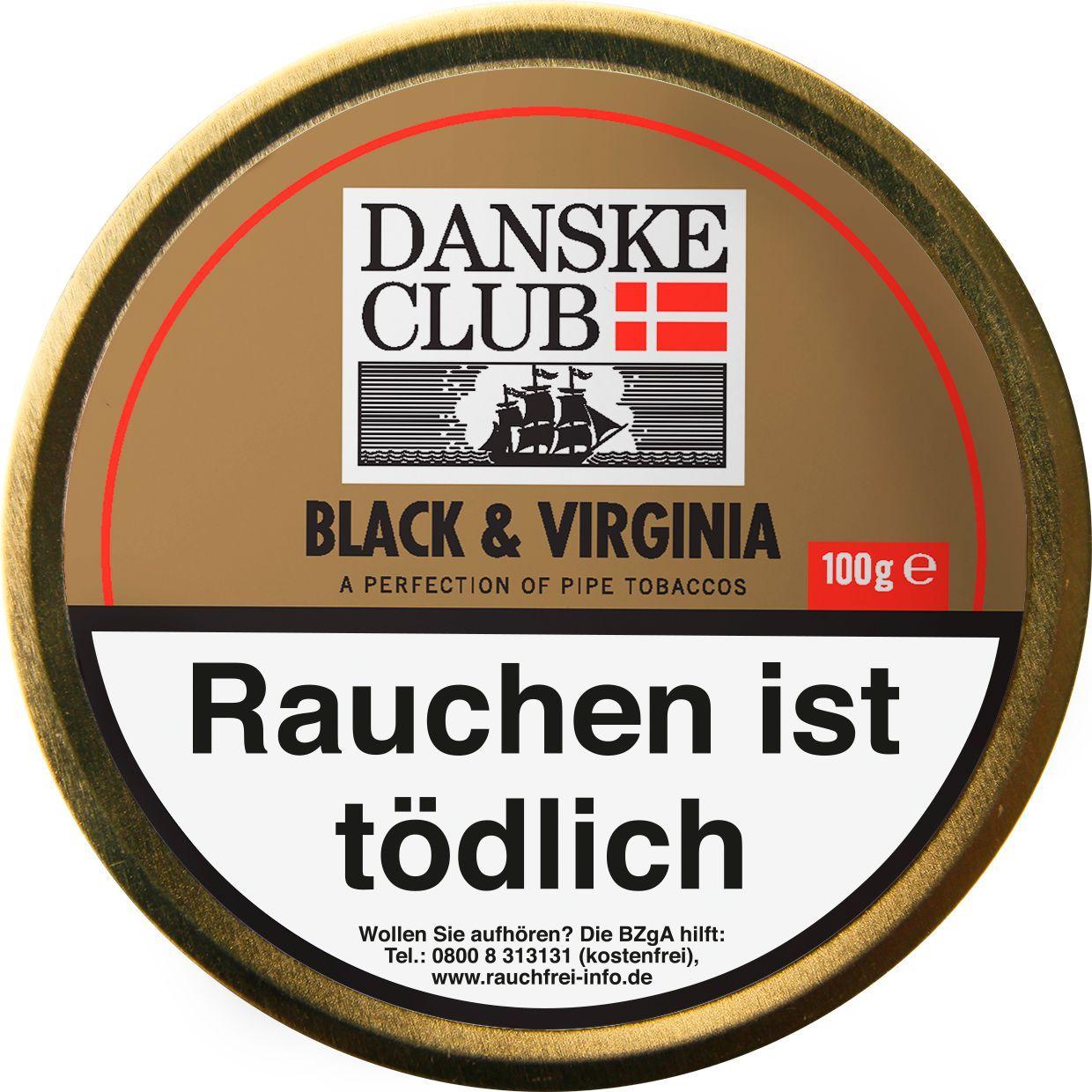 Runde Dose Danske Club Pfeifentabak Black & Virginia von Danske Club, 100 Gramm.