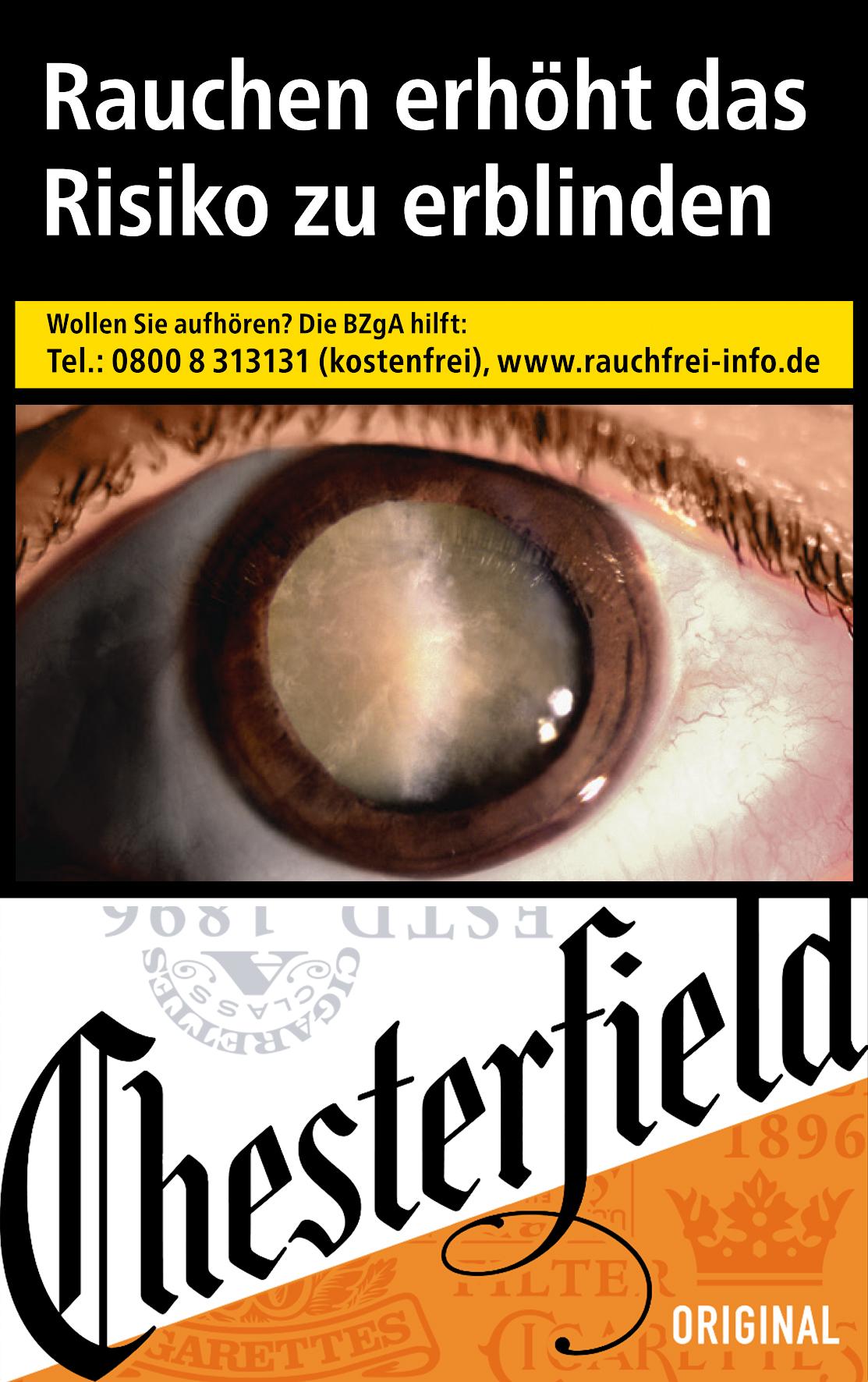 Chesterfield Original Zigaretten in der Packung mit 20 Stück, American Blend Tabakmischung aus Virginia, Burley und Orient Tabaksorten.