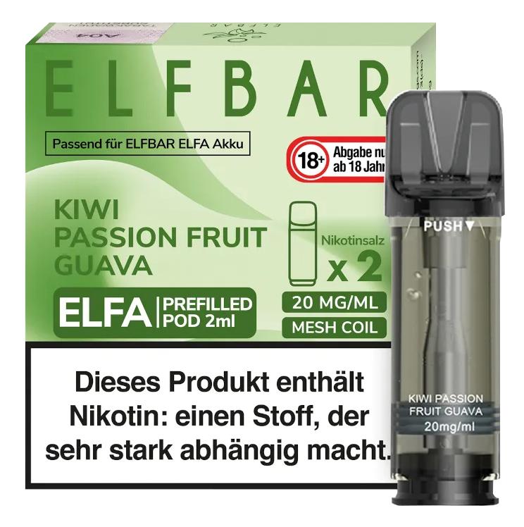 Elfbar ELFA Liquidpods für das ELFA Akku-System, 20 mg/ml Nikotin, 2 Stück in der Packung mit Mesh-Coil-Technologie.