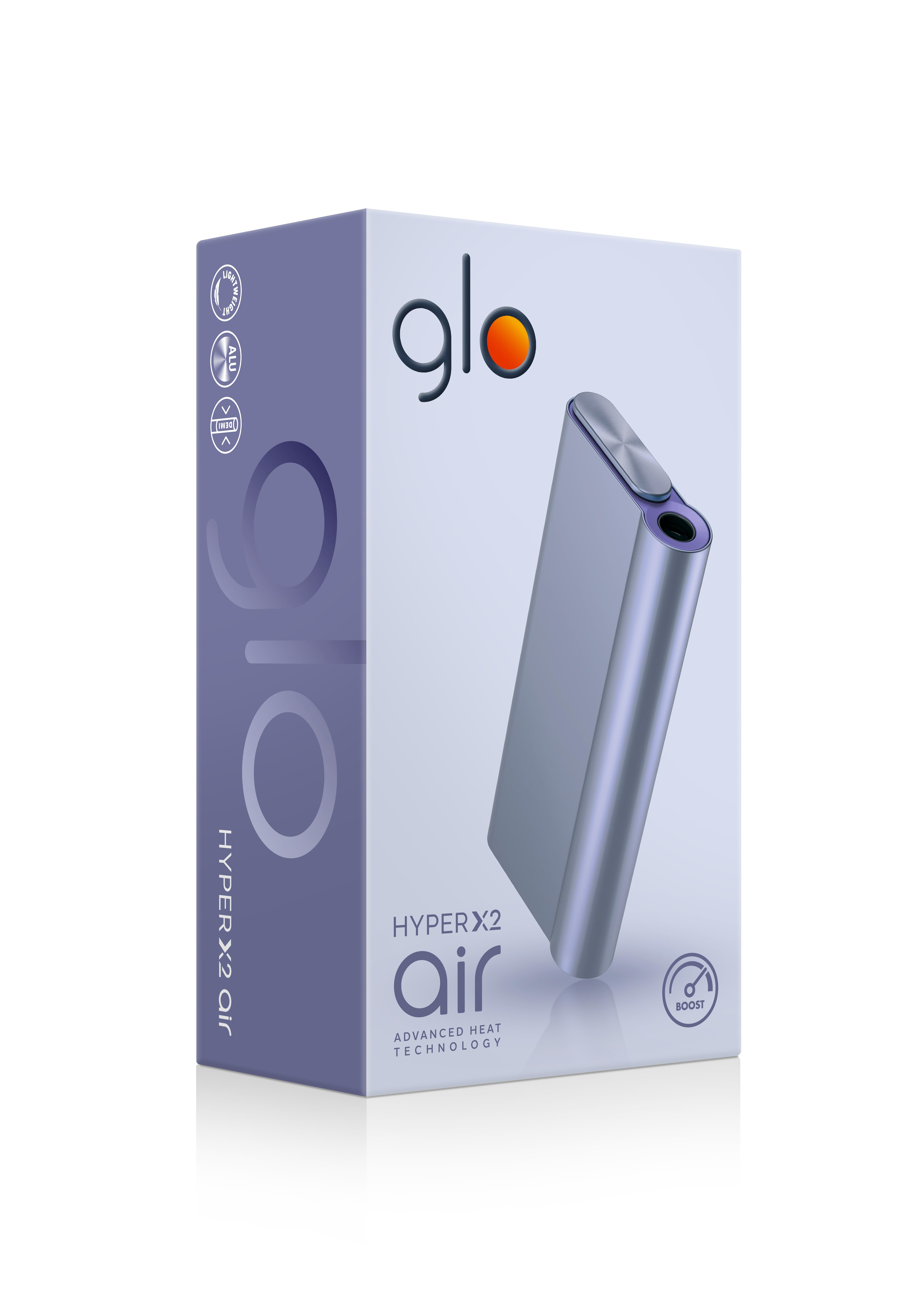 glo HYPER X2 Air Device Kit in der Farbe Crisp Purple als kompaktes, leichtes Gerät in der Verpackungseinheit von einer Packung mit einem Stück.