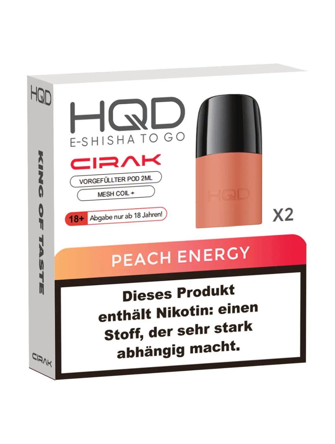 HQD Cirak Pod - Peach Energy 18mg/ml 1 Packung 2 Stück