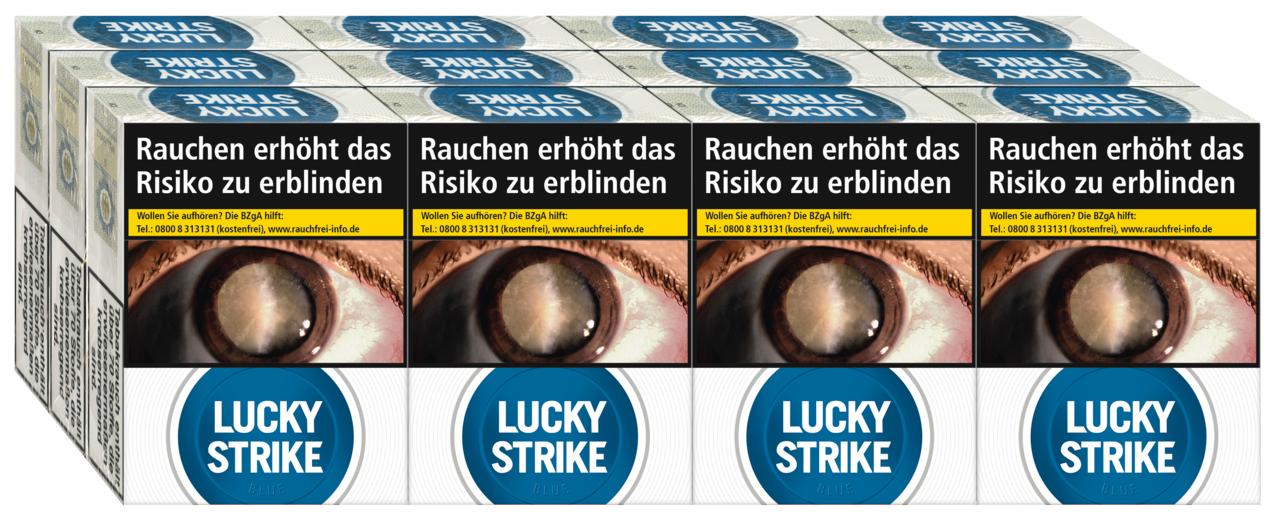 Lucky Strike Blue Giga Zigaretten 1 Stange mit weiß-blauem Packungsdesign.