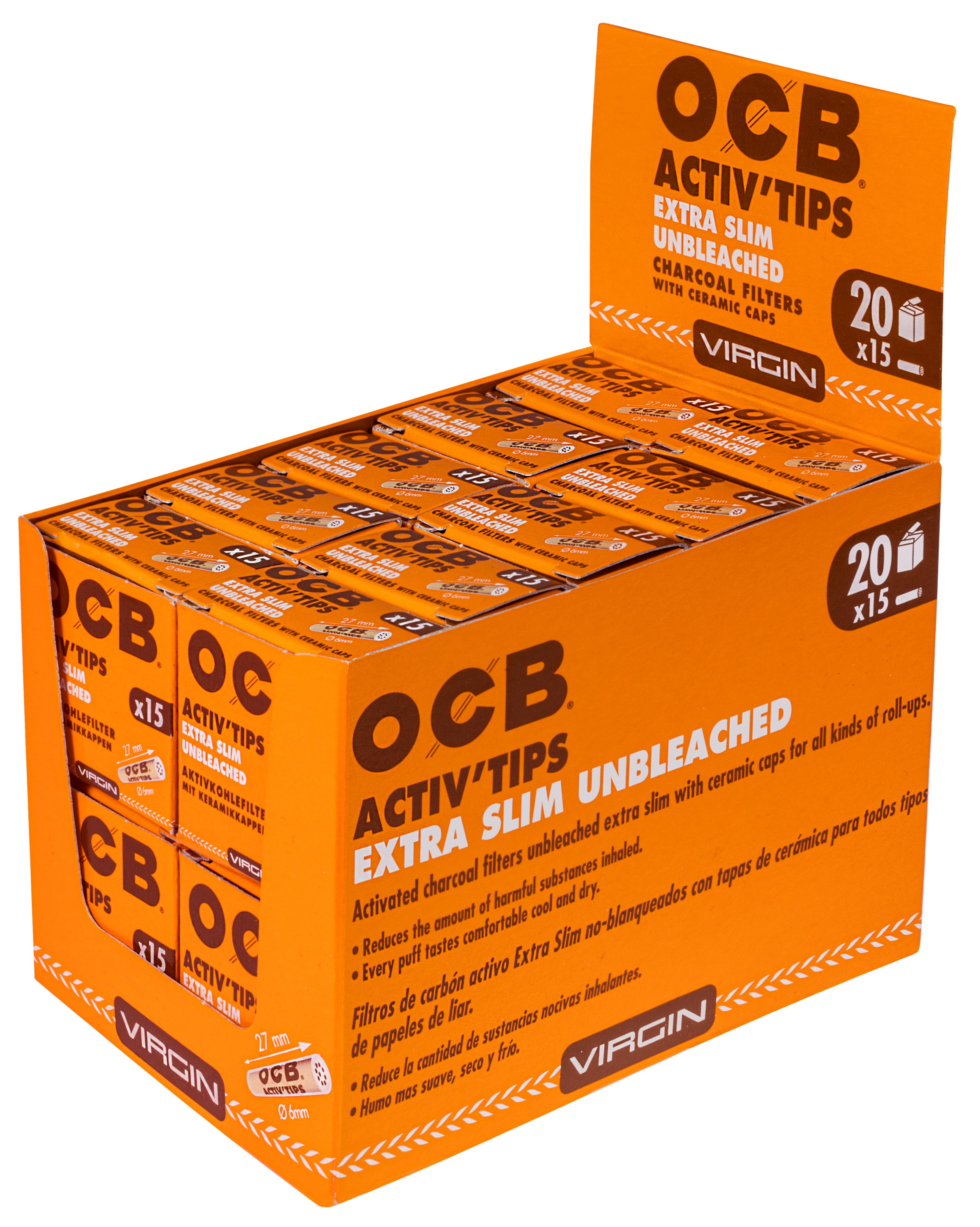 OCB Active Tips Extra Slim Unbleached 6mm 1 Stange