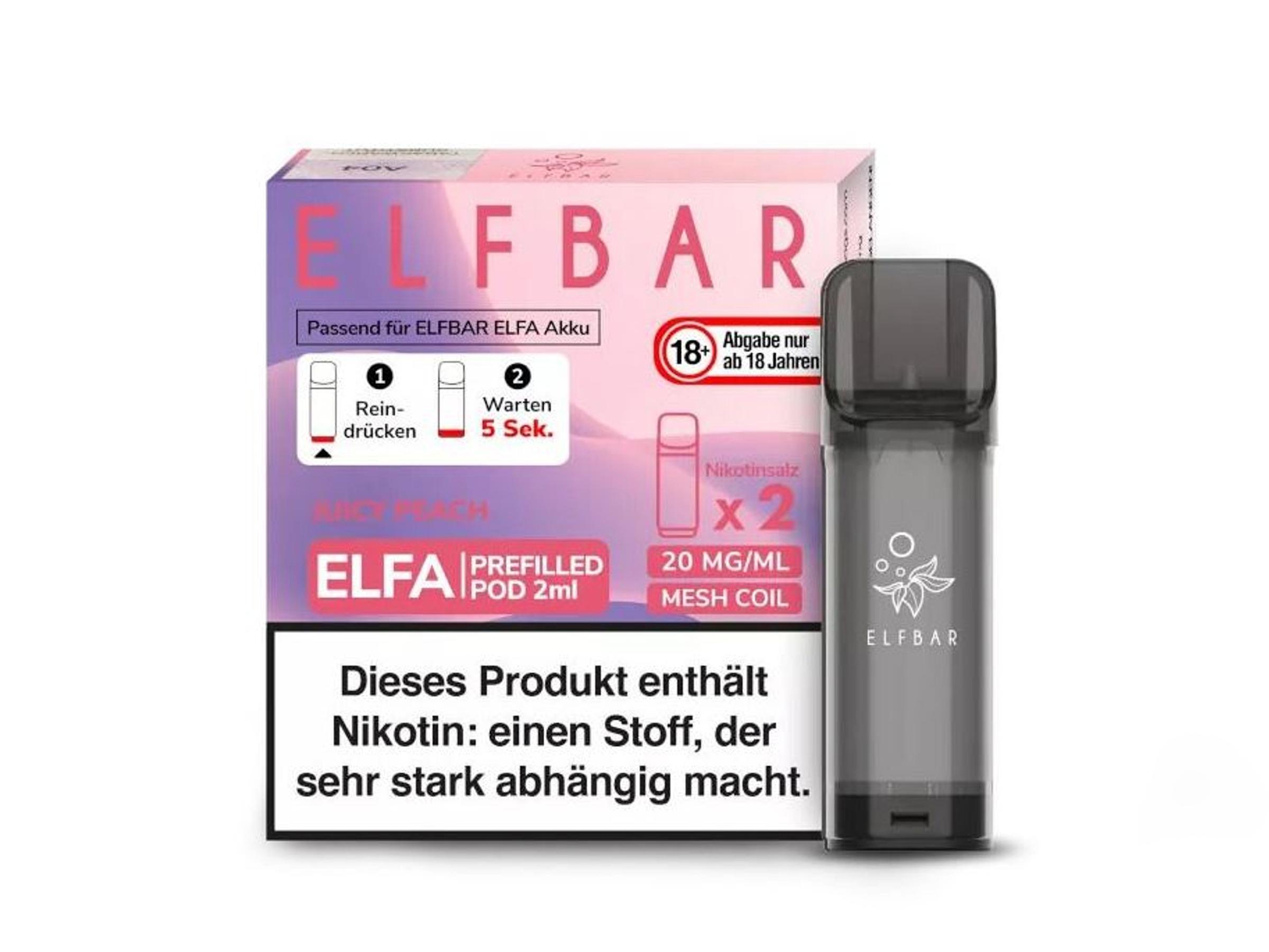 Elfbar ELFA Pod Peach Ice 20mg/ml 1 Packung 2 Stück